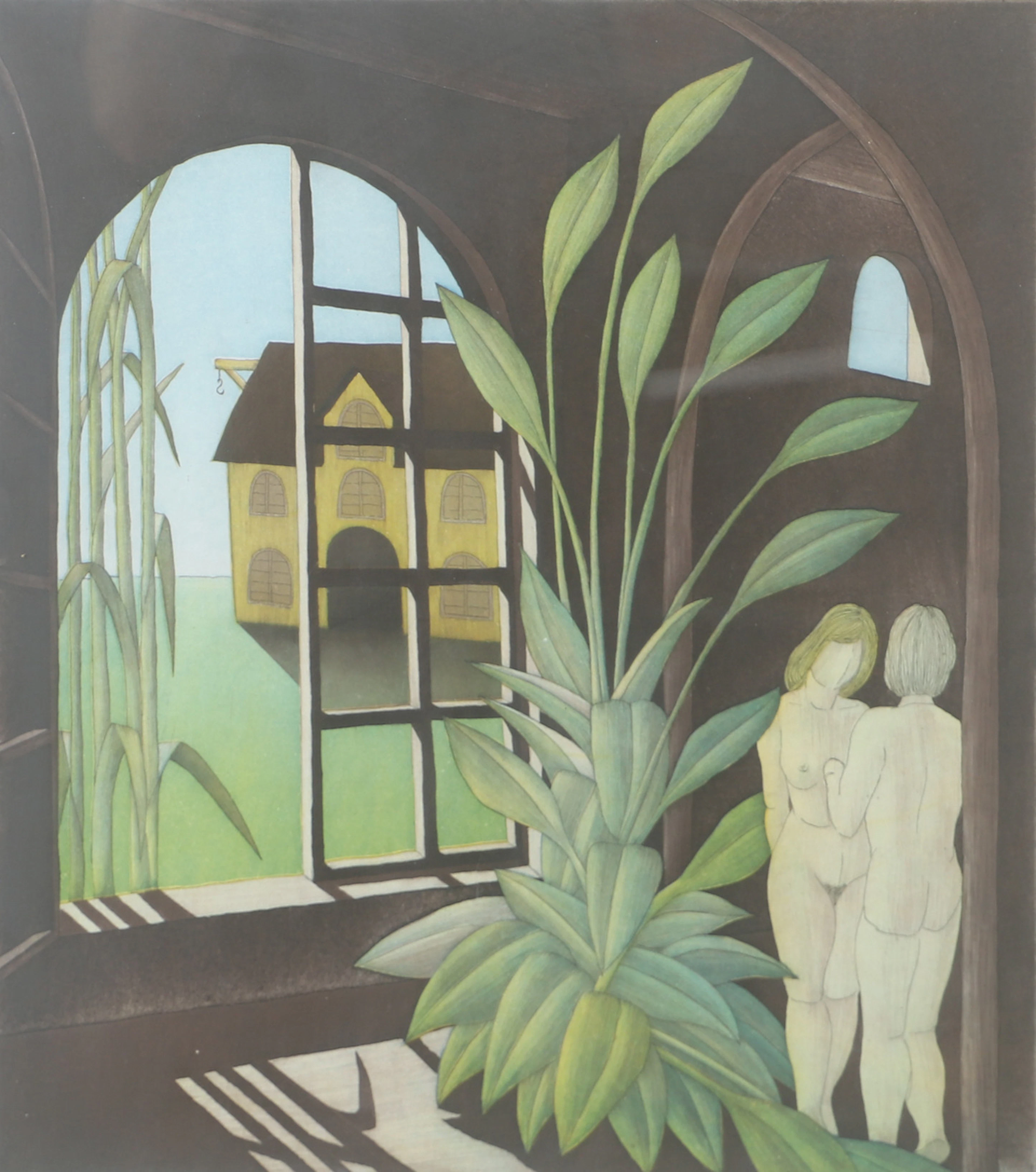 BO CRONQVIST. "Magasinet i Maglehem", färglitografi, signerad 1976.
