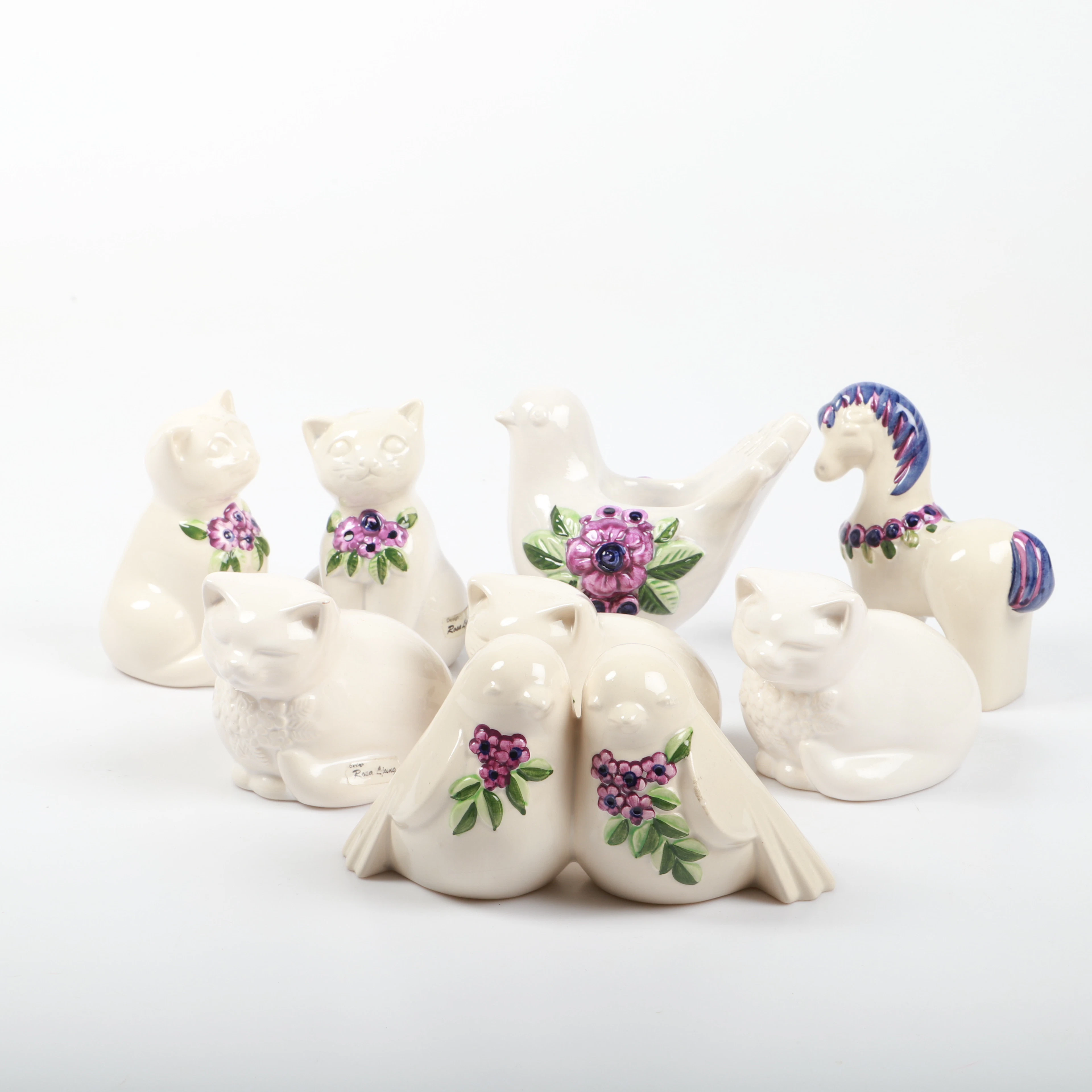 ROSA LJUNG. Figuriner, ytterfoder m. m., 29 stycken, glaserad keramik