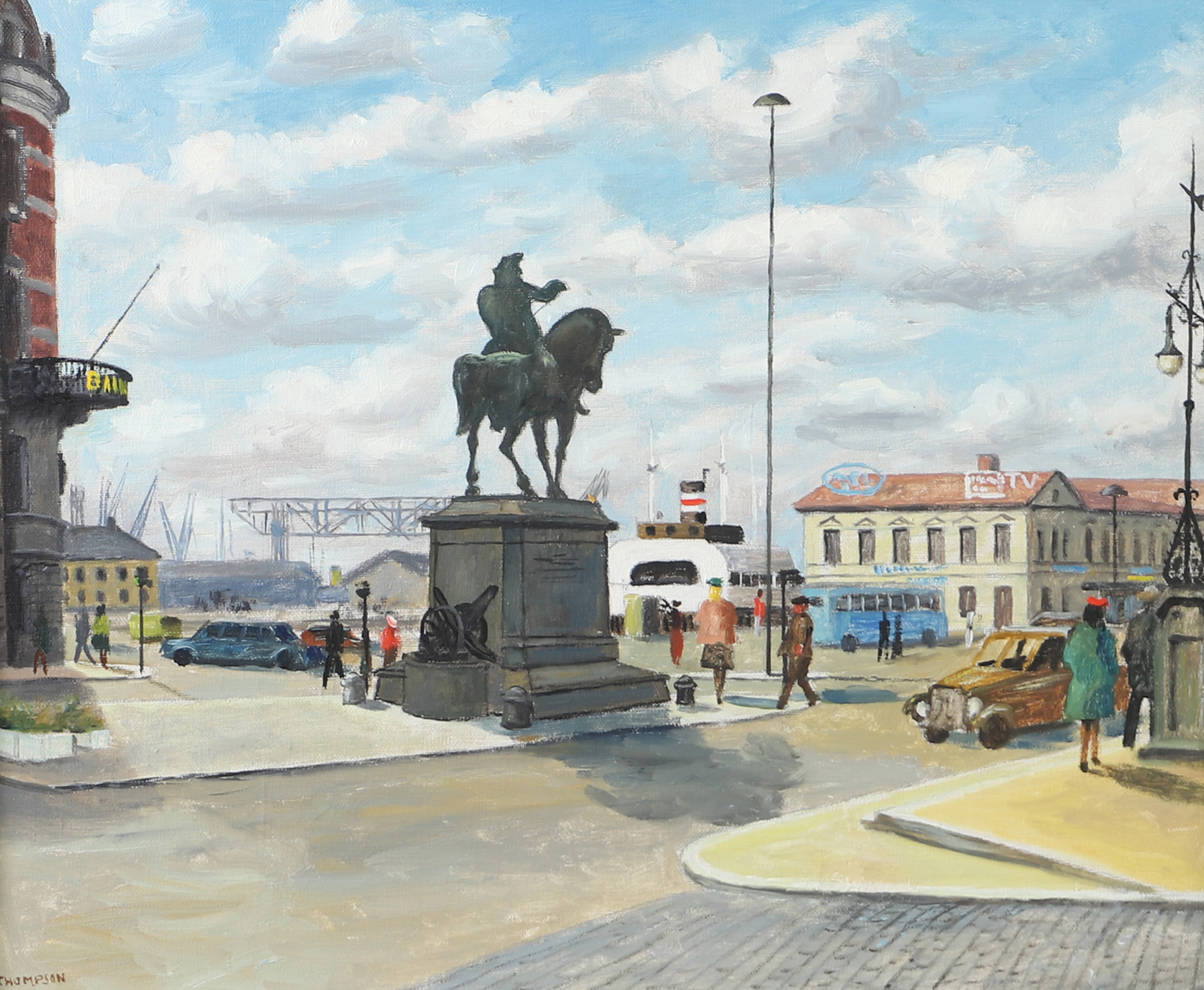 CARL THOMPSON. Stortorget Helsingborg, olja på duk, signerad C. Thompson.