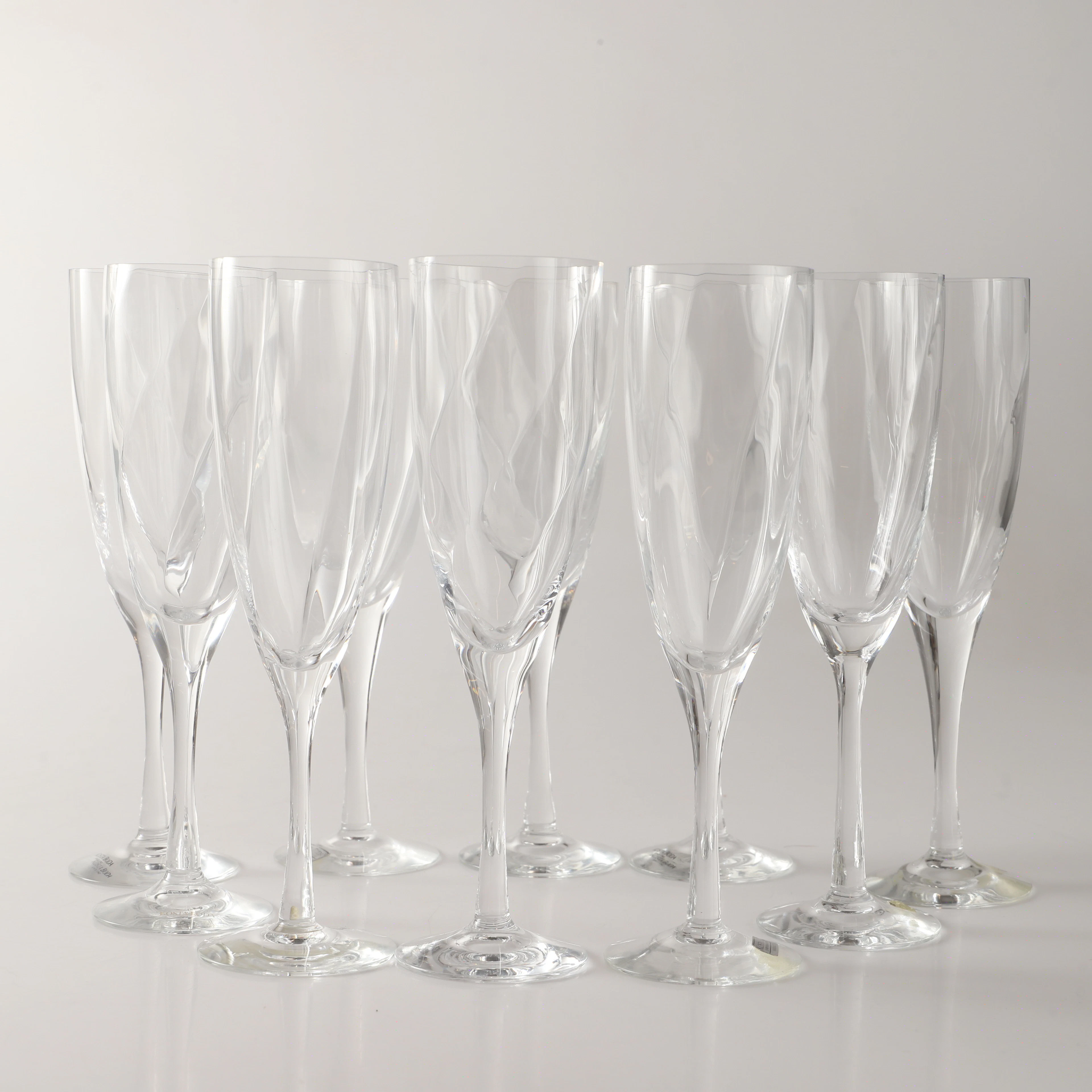 CHAMPAGNEGLAS, 10 stycken. "Chateau", Bertil Vallien, Kosta Boda.