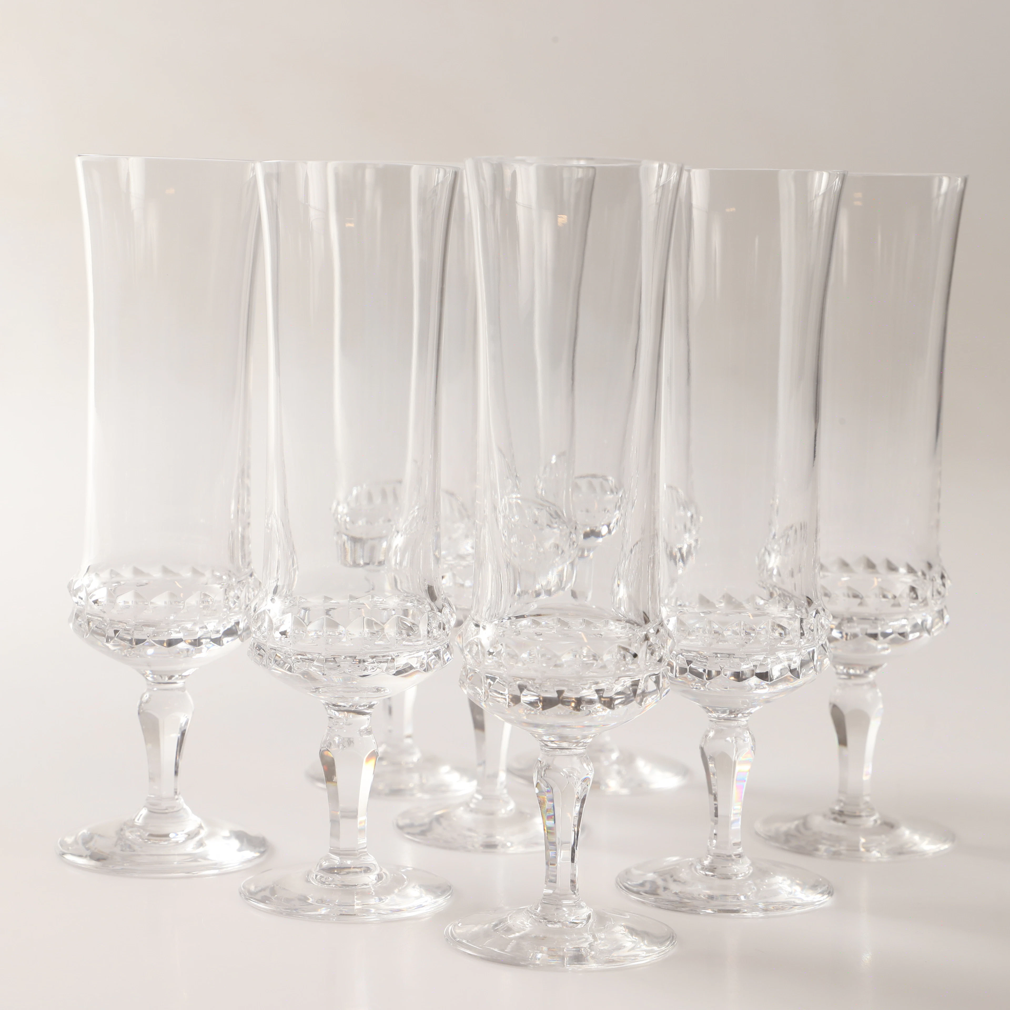 INGEBORG LUNDIN. Champagneglas, 8 stycken, "Silvia", Orrefors.