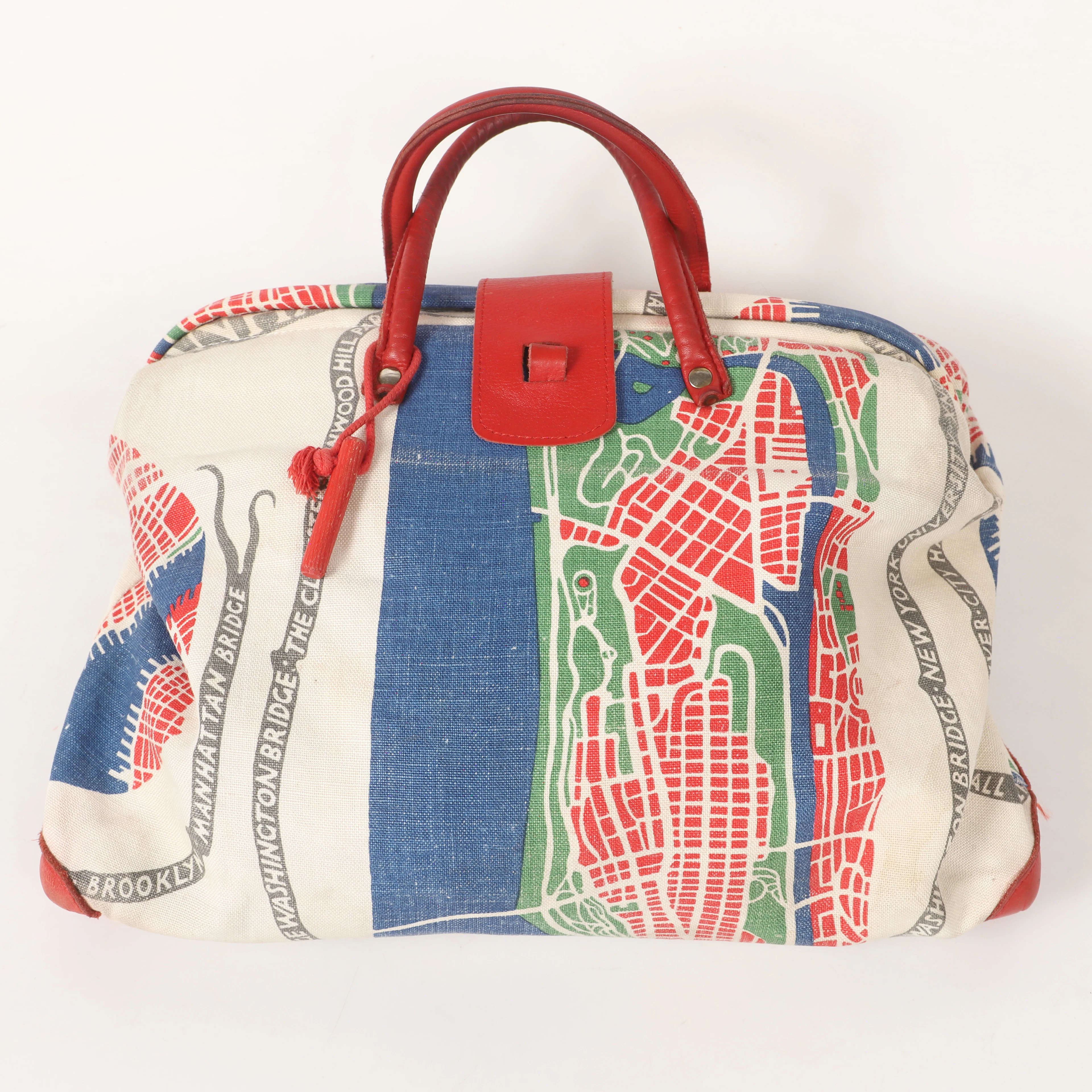 JOSEF FRANK. Handväska, "Manhattan", lin med skinndetaljer, Firma
