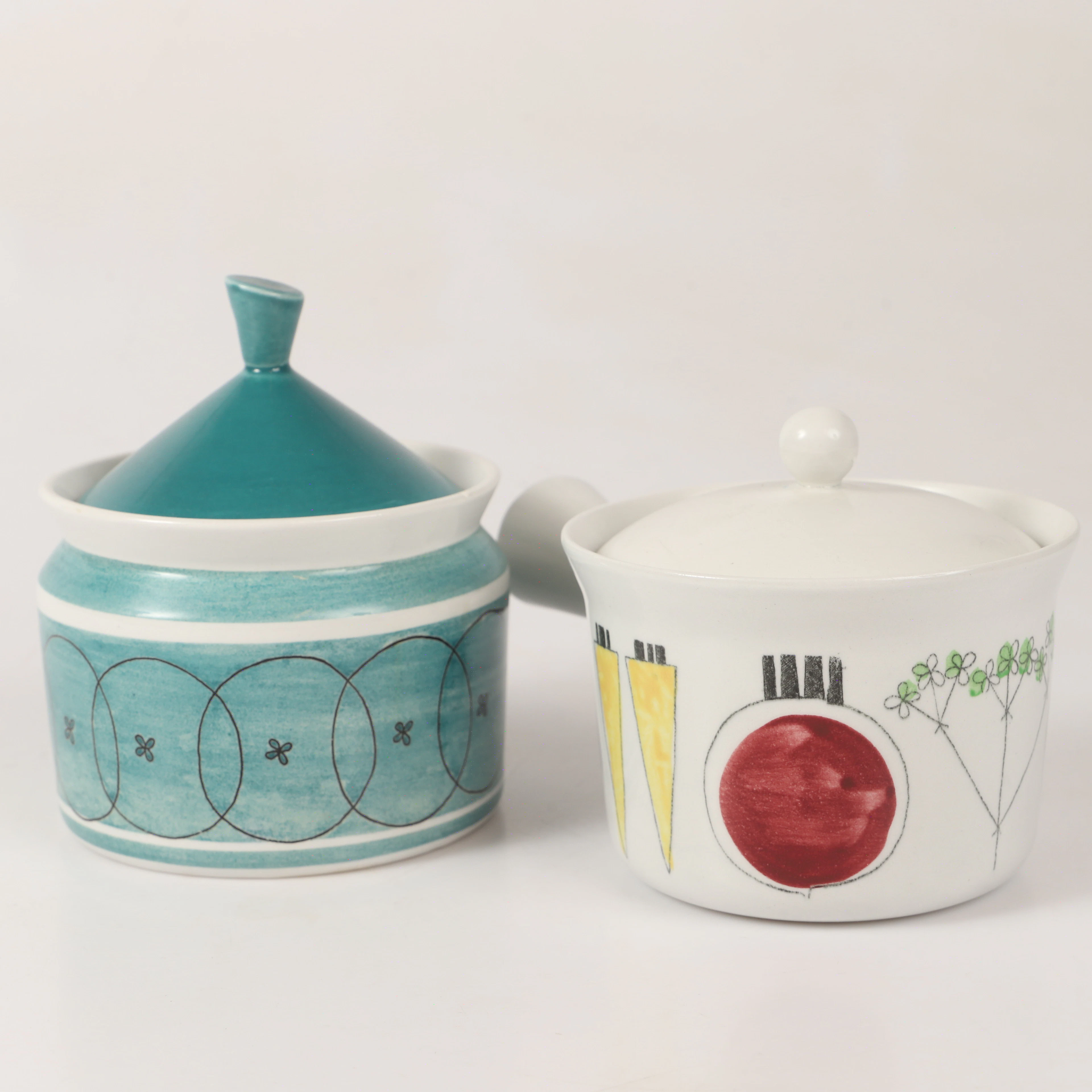 MARIANNE WESTMAN. Karotter med lock, 2 stycken, "Picknick", Rörstrand.