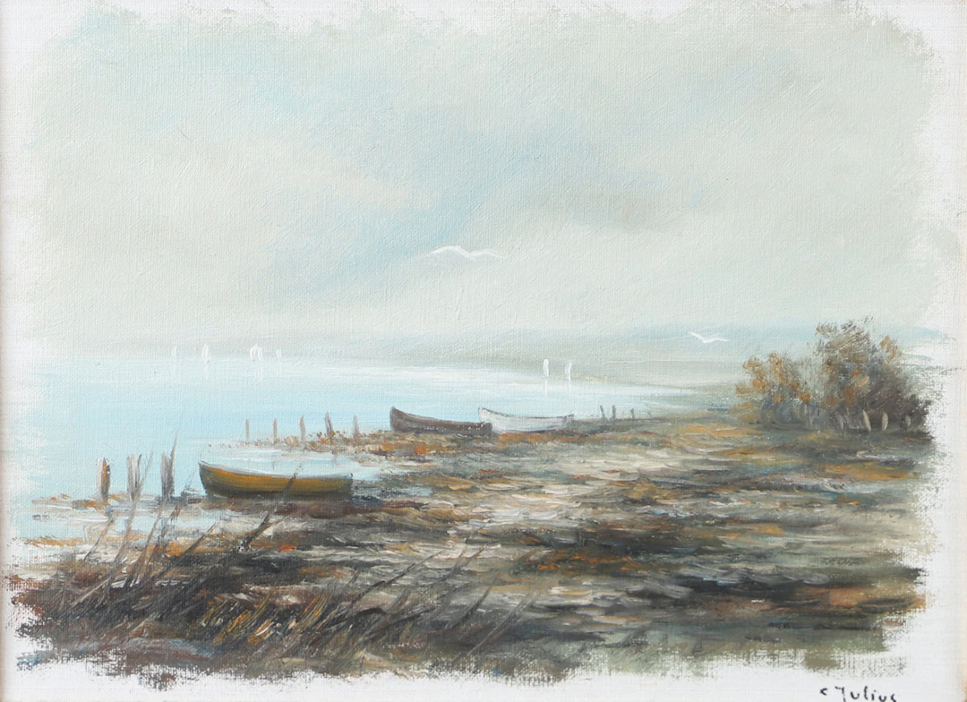 CARL JULIUS. "Skälderviken", olja på duk, signerad C. Julius.