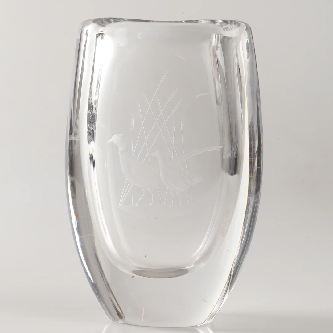 VAS, glas med etsad dekor, Orrefors.