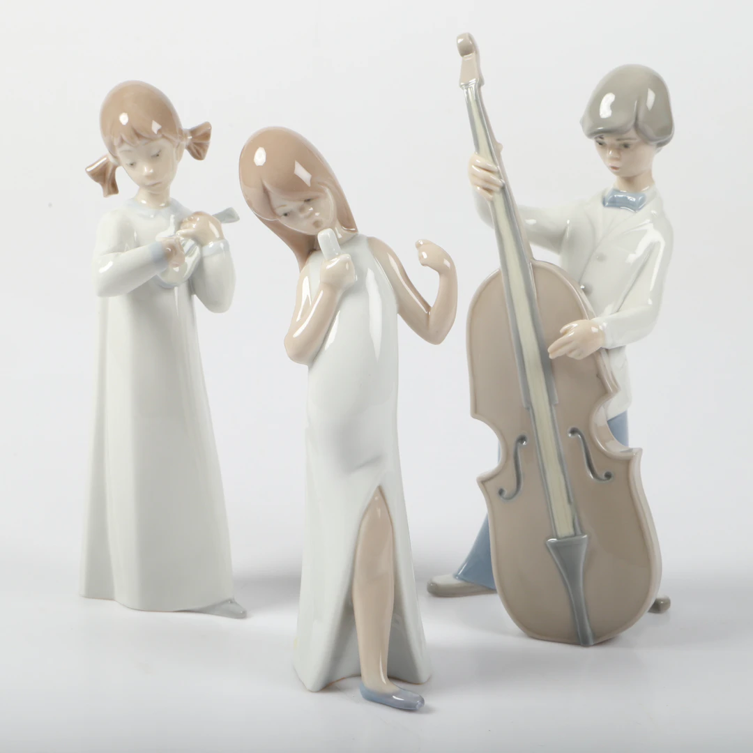 FIGURINER, 3 stycken, porslin, Lladro samt Nao.