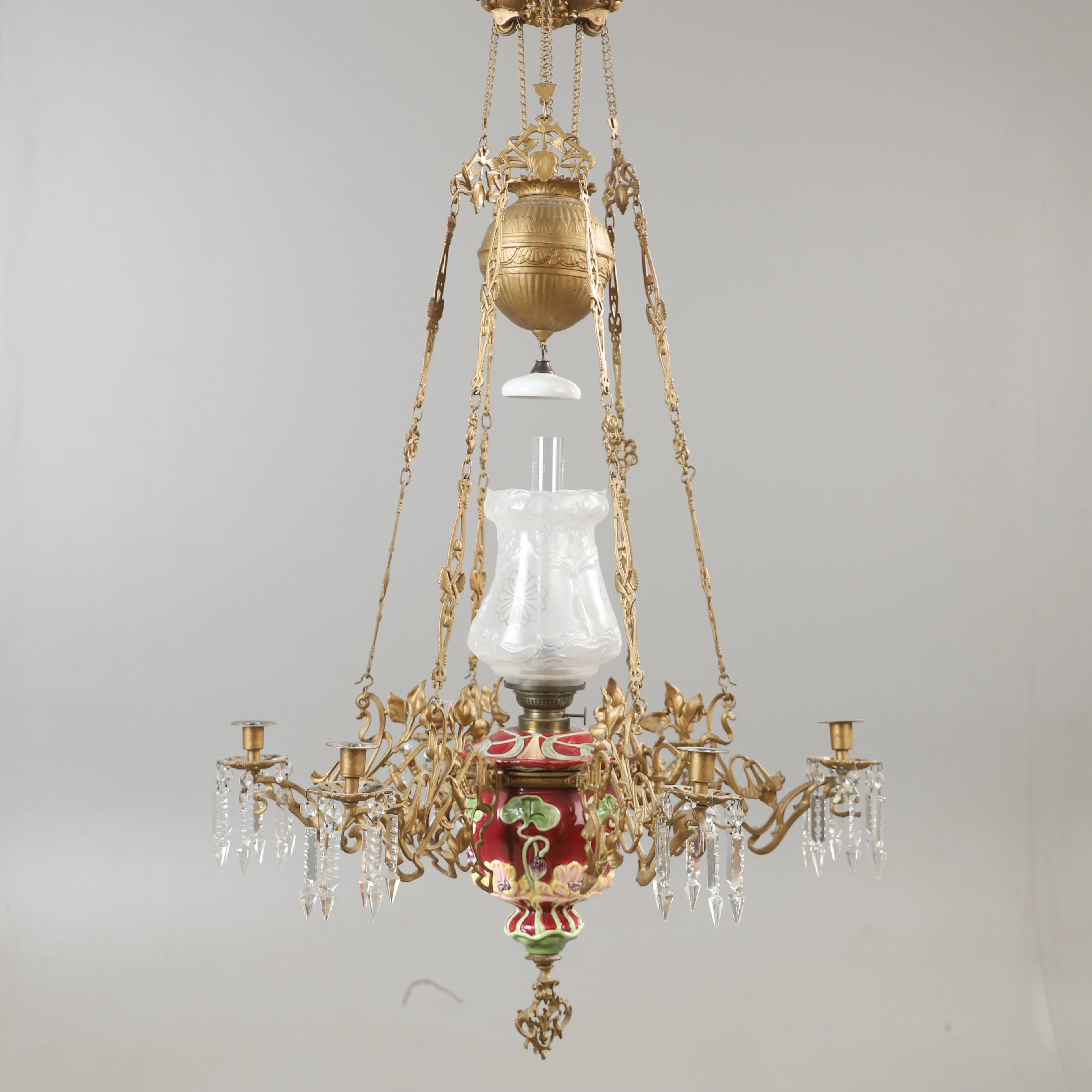 TAKFOTOGENLAMPA, majolika, jugend.