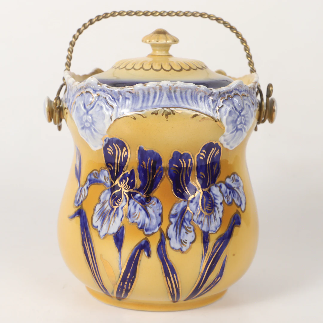 BURK, med lock och handtag, keramik, Crown Pottery, Longton, 1900-talets