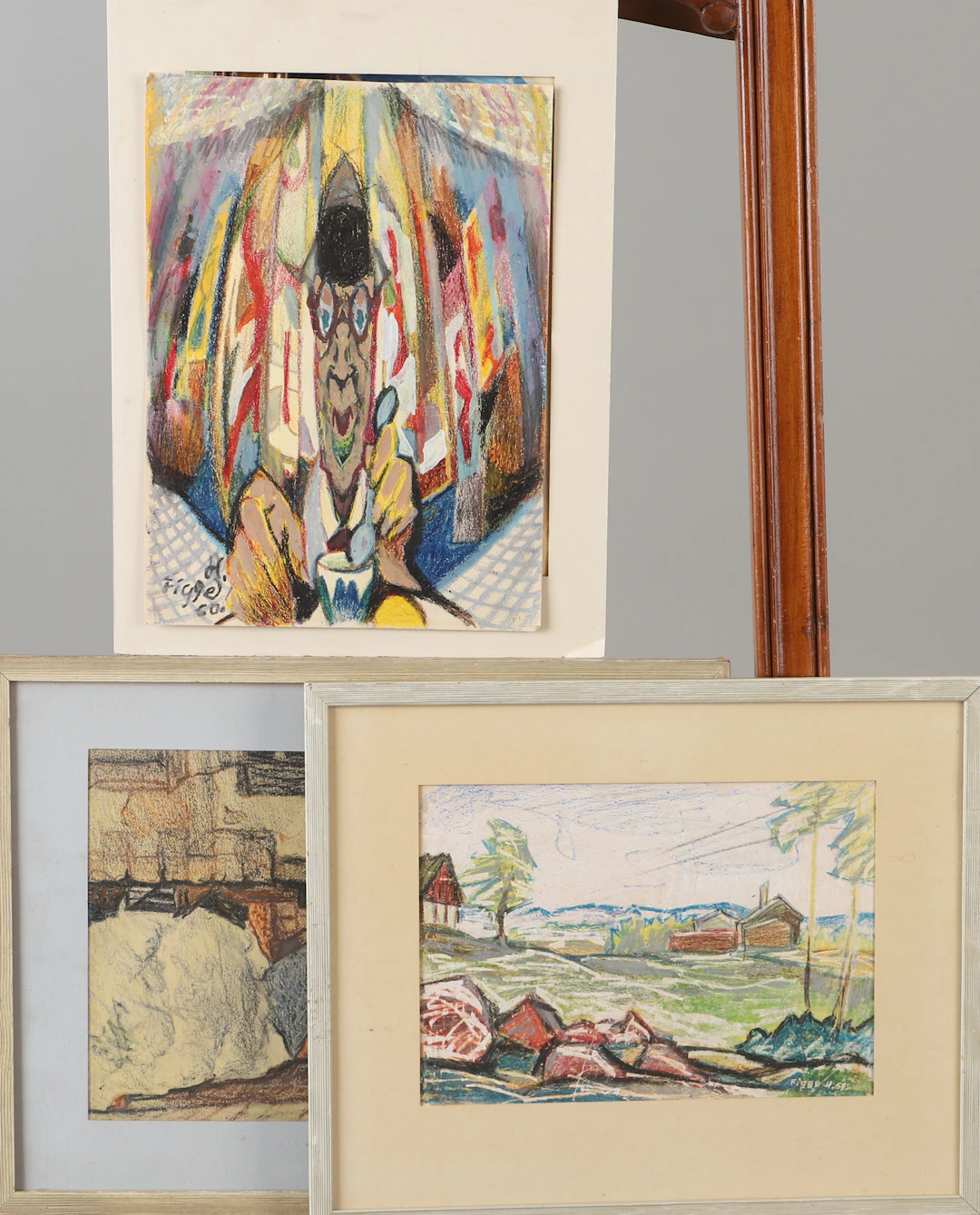 FIGGE HOLMGREN. 3 stycken teckningar signerad Figge H.