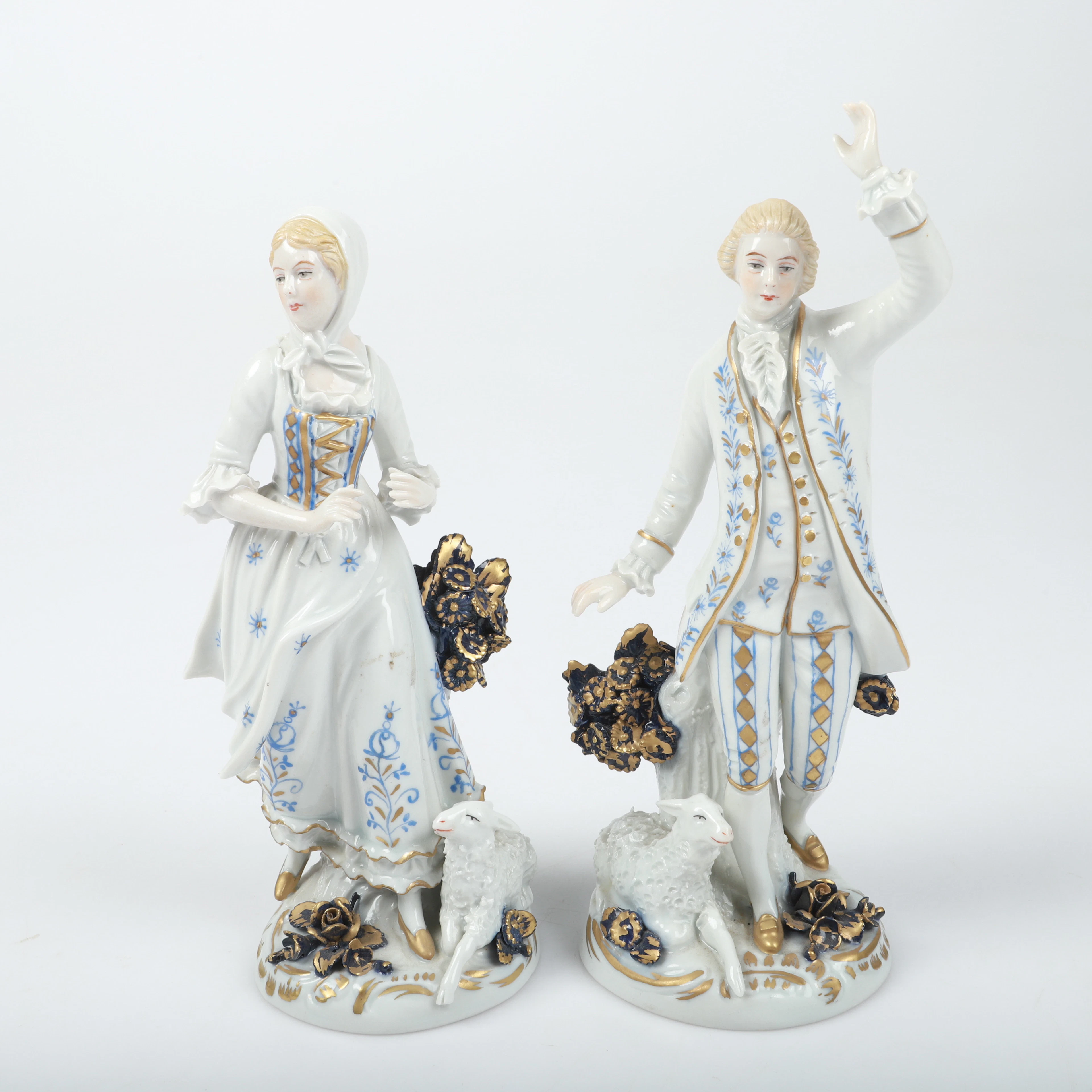 FIGURINER, 2 stycken, porslin, Sitzendorf, Tyskland.