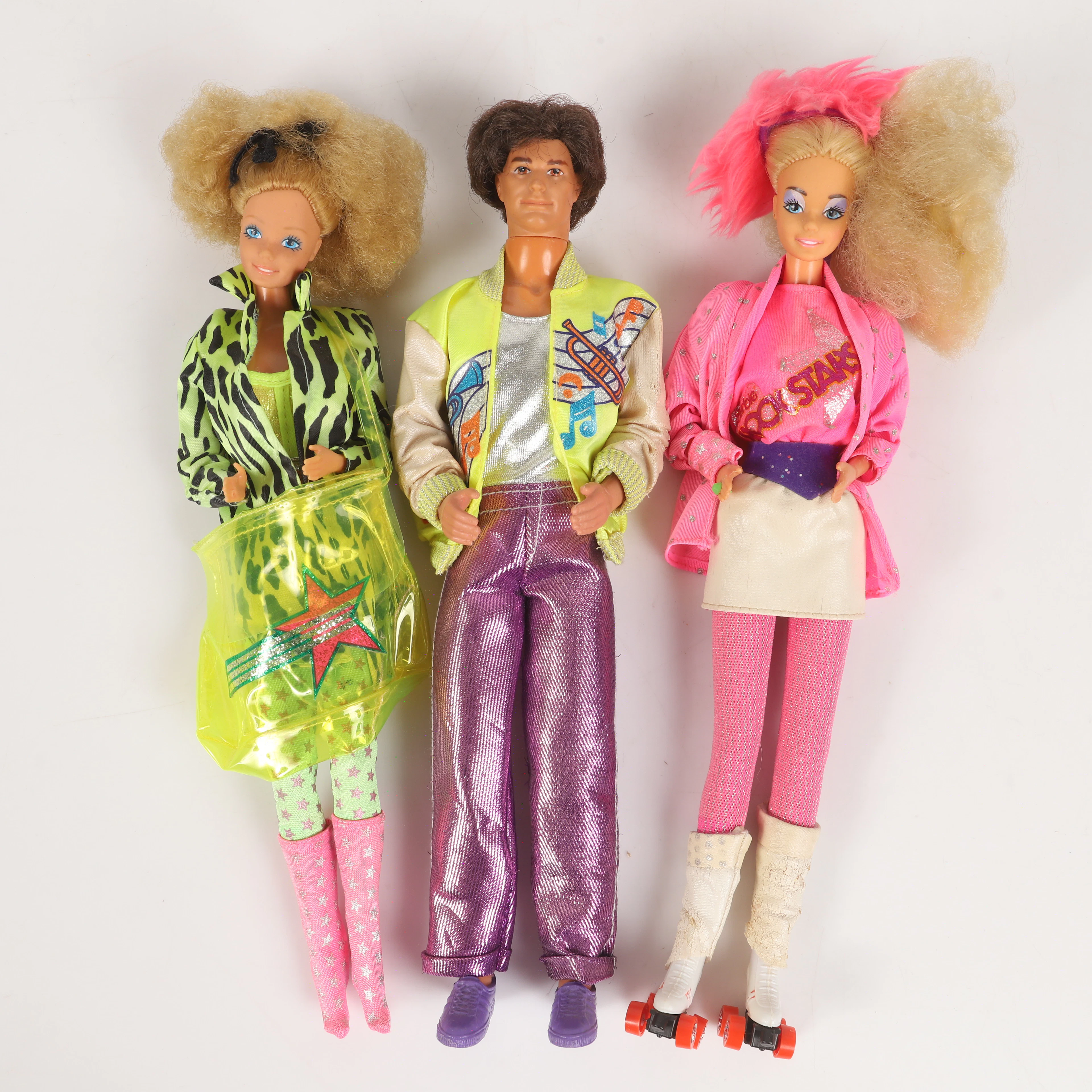 BARBIEDOCKOR, 3 stycken med tillbehör , Mattel, 1980-tal.