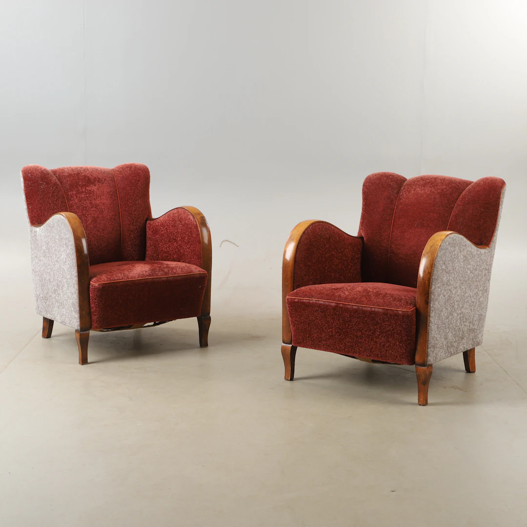 FÅTÖLJER, 1 par, björk, 1930/40-tal.
