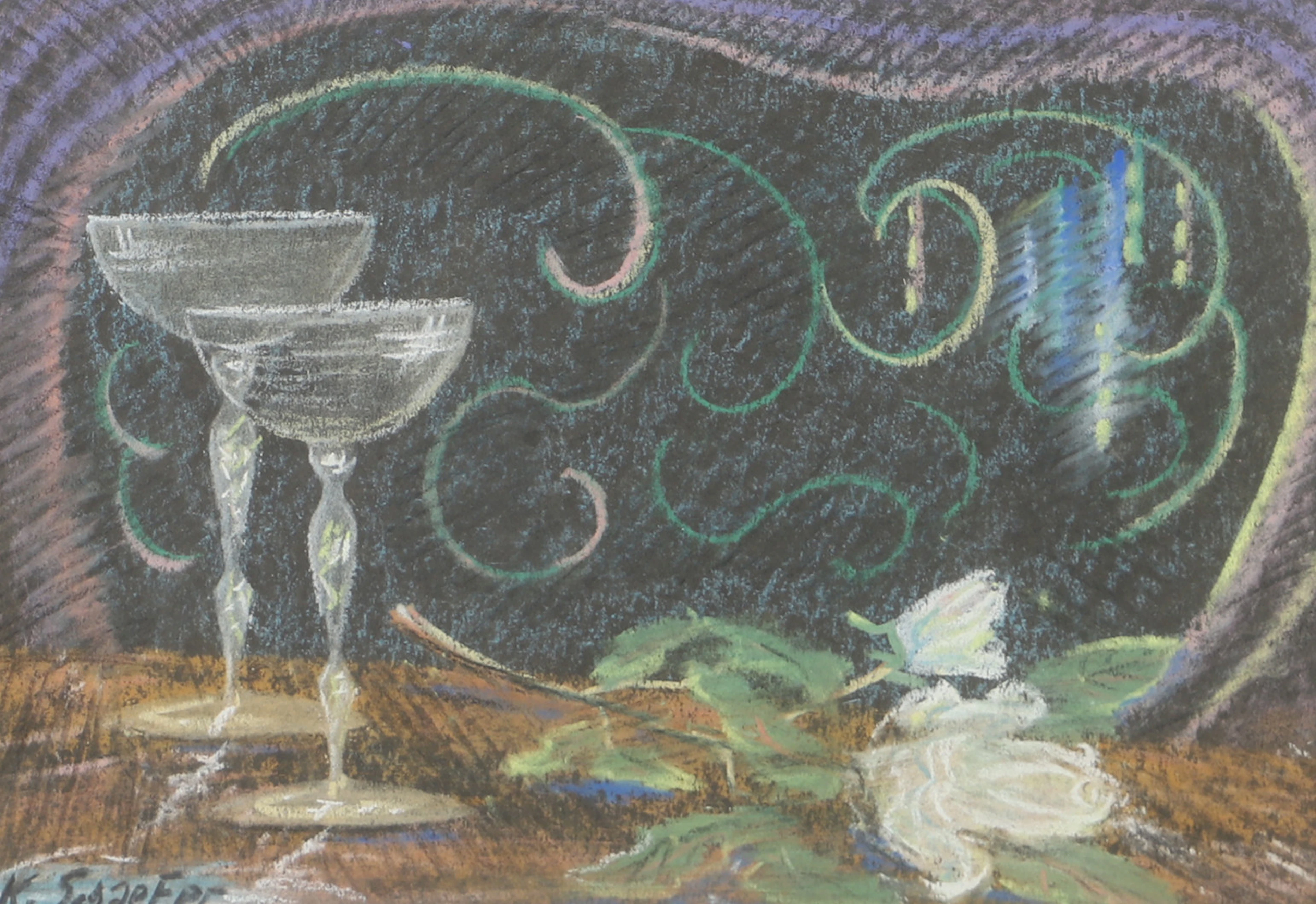 KARL SCHAEFER. Stilleben, blandteknik, signerad K. Schaefer.
