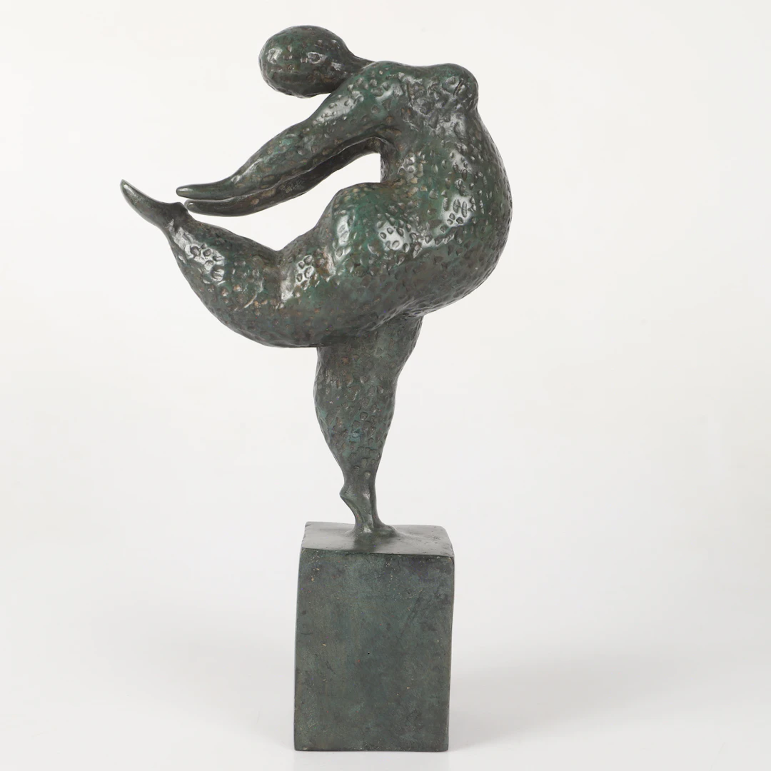ANDREAS WARGENBRANT. Skulptur, ballerina, "Look at me", grönpatinerad
