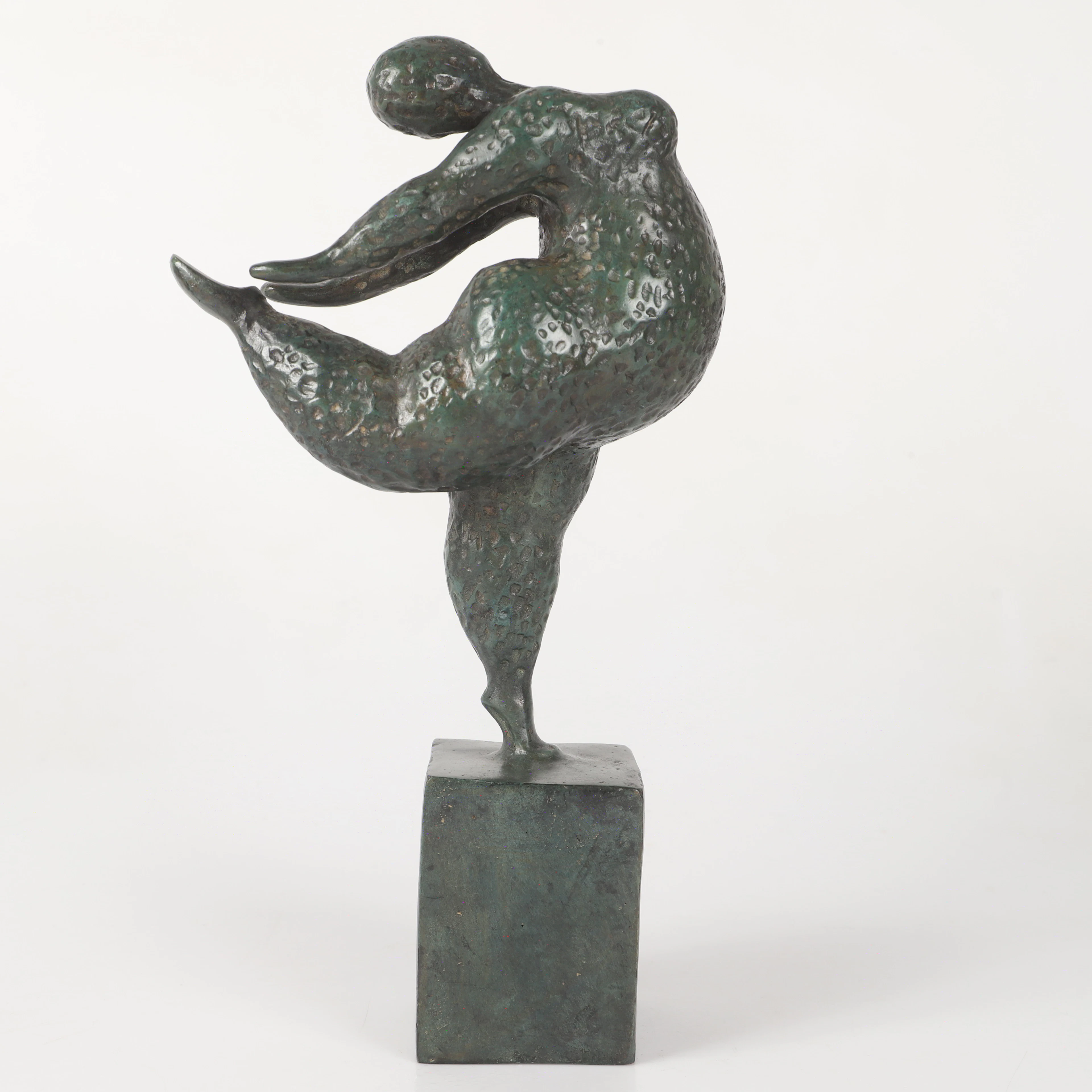 ANDREAS WARGENBRANT. Skulptur, ballerina, "Look at me", grönpatinerad