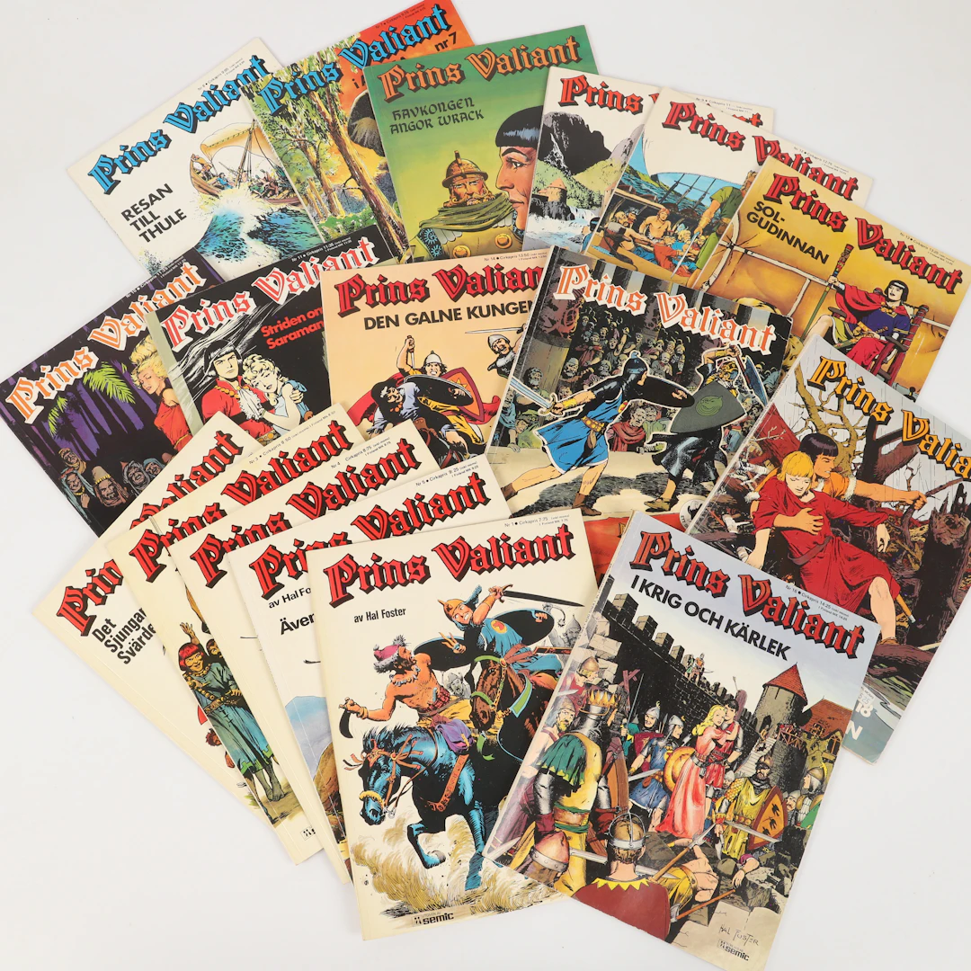 SERIEALBUM, 17 stycken, "Prins Valiant", Förlags AB Semic, 1970-80-tal.