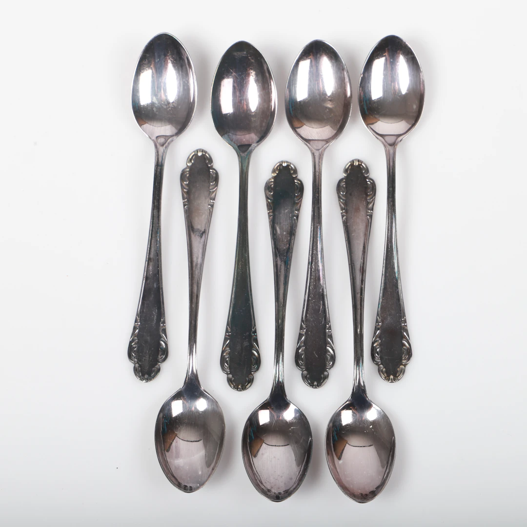 KAFFESKEDAR, 7 stycken, "Haga", silver.