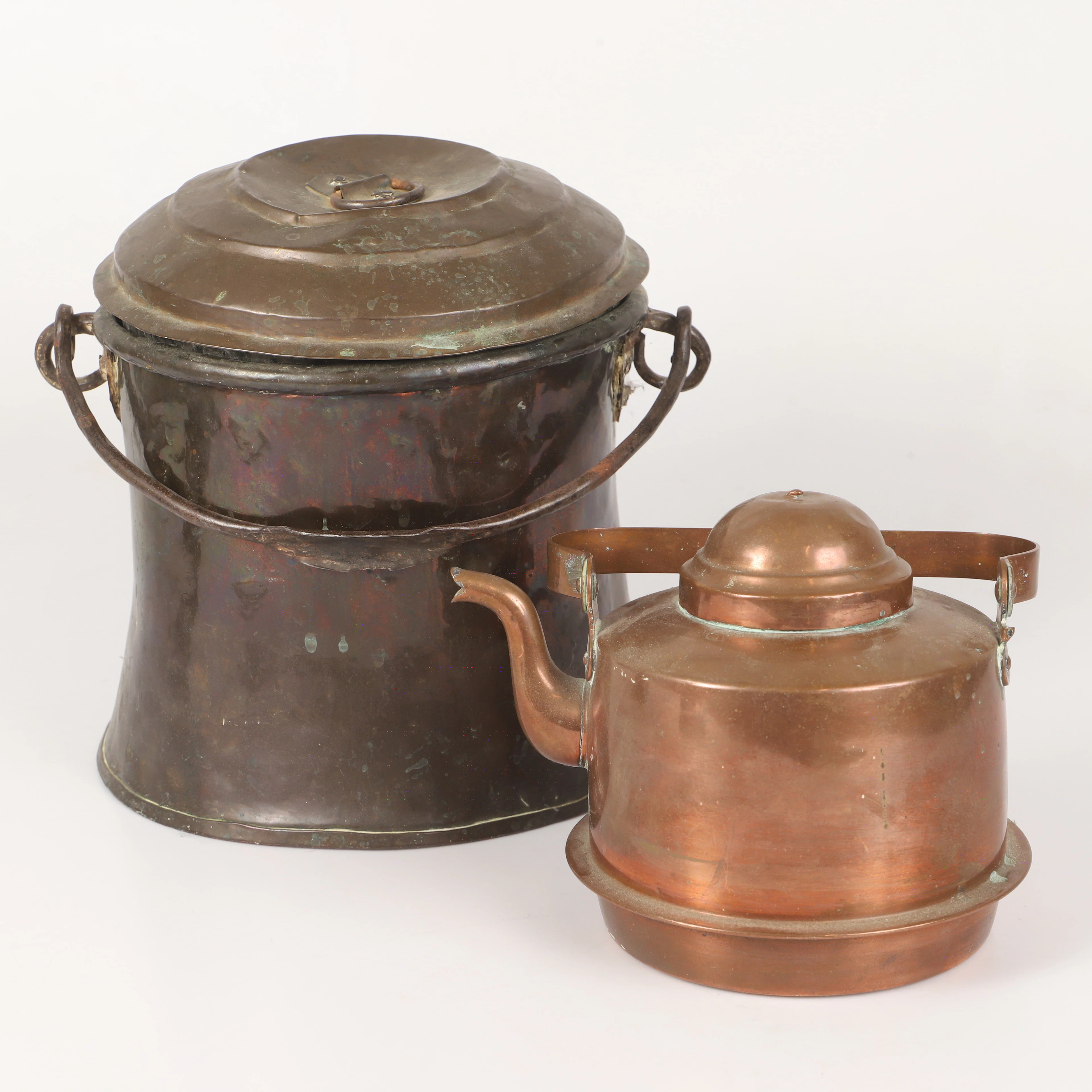 HINK OCH KAFFEPANNA, koppar, bl. a. Skultuna, 1800-tal.