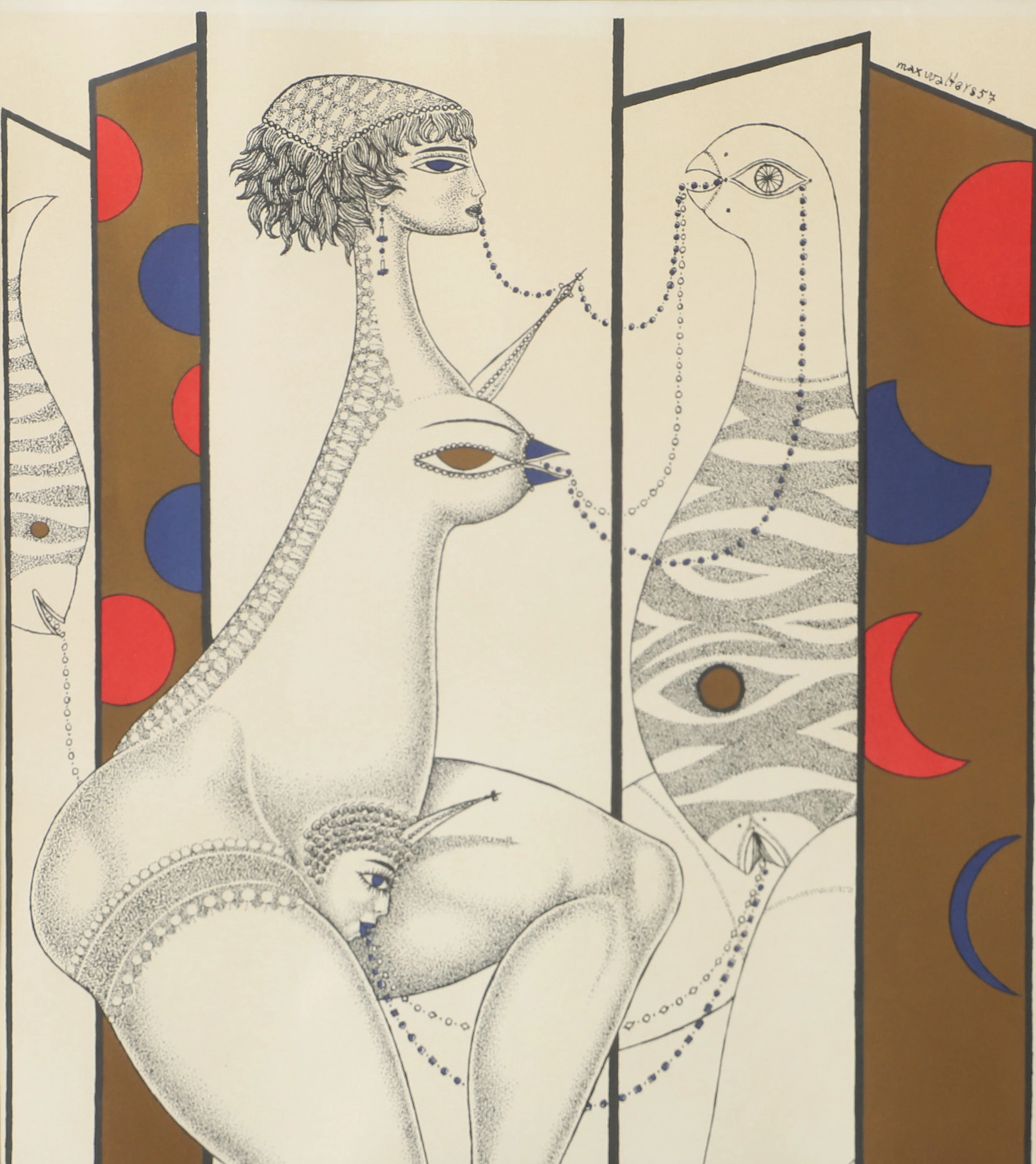 MAX WALTER SVANBERG. EFTER. Figurkomposition, tryck, signerad i trycket.
