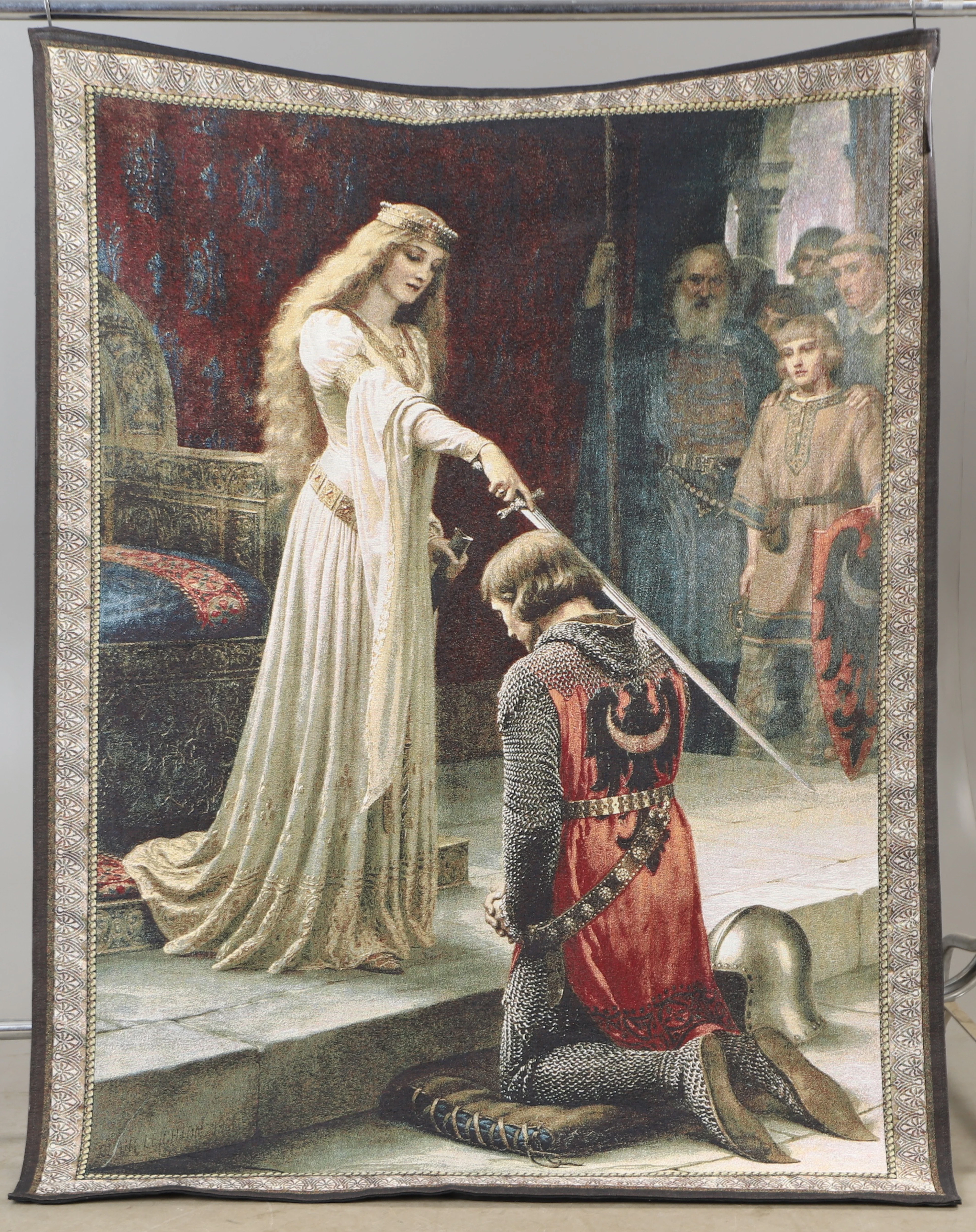 EDMUND BLAIR LEIGHTON (1852–1922). EFTER. Gobeläng, "The Accolade/Utmärkelsen"