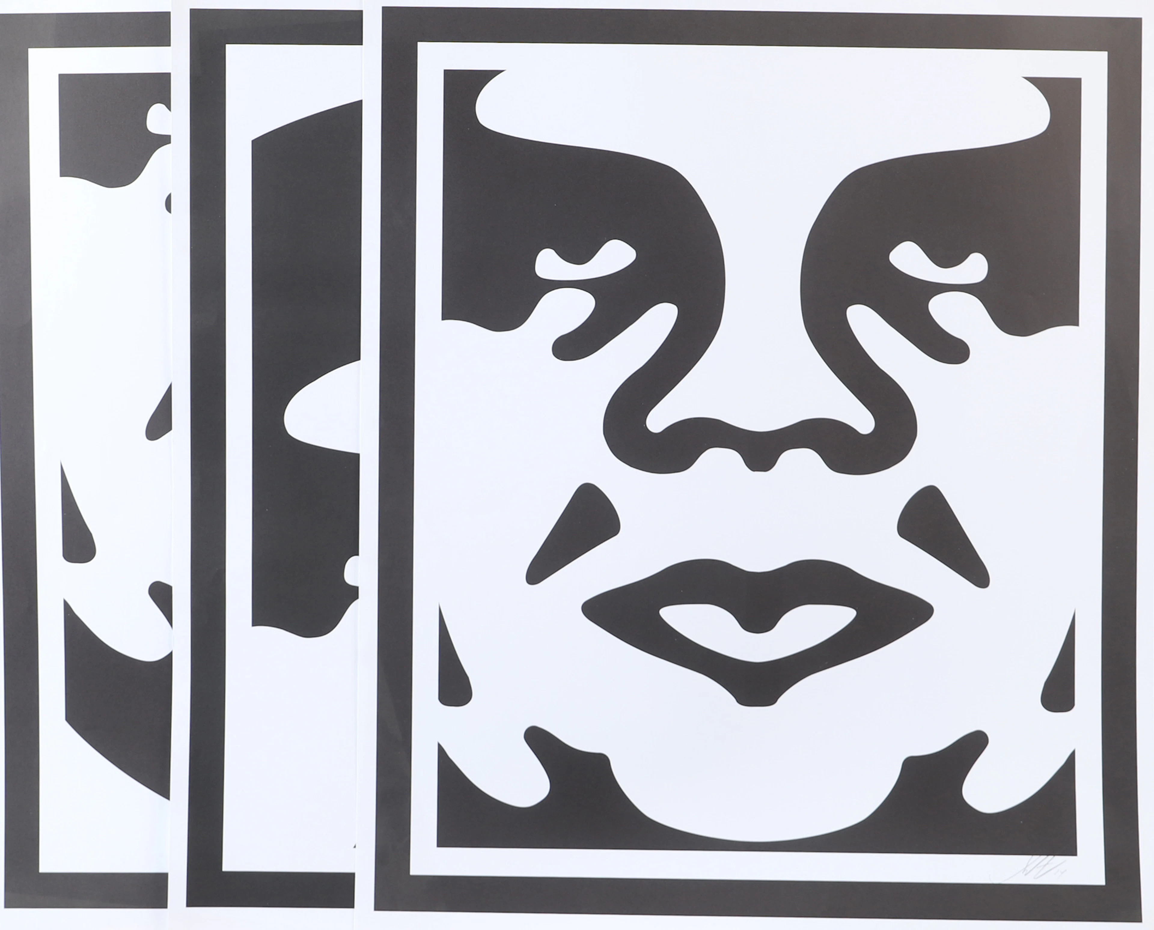 SHEPARD FAIREY. "Obey", litografier, triptyk, signerade -14.