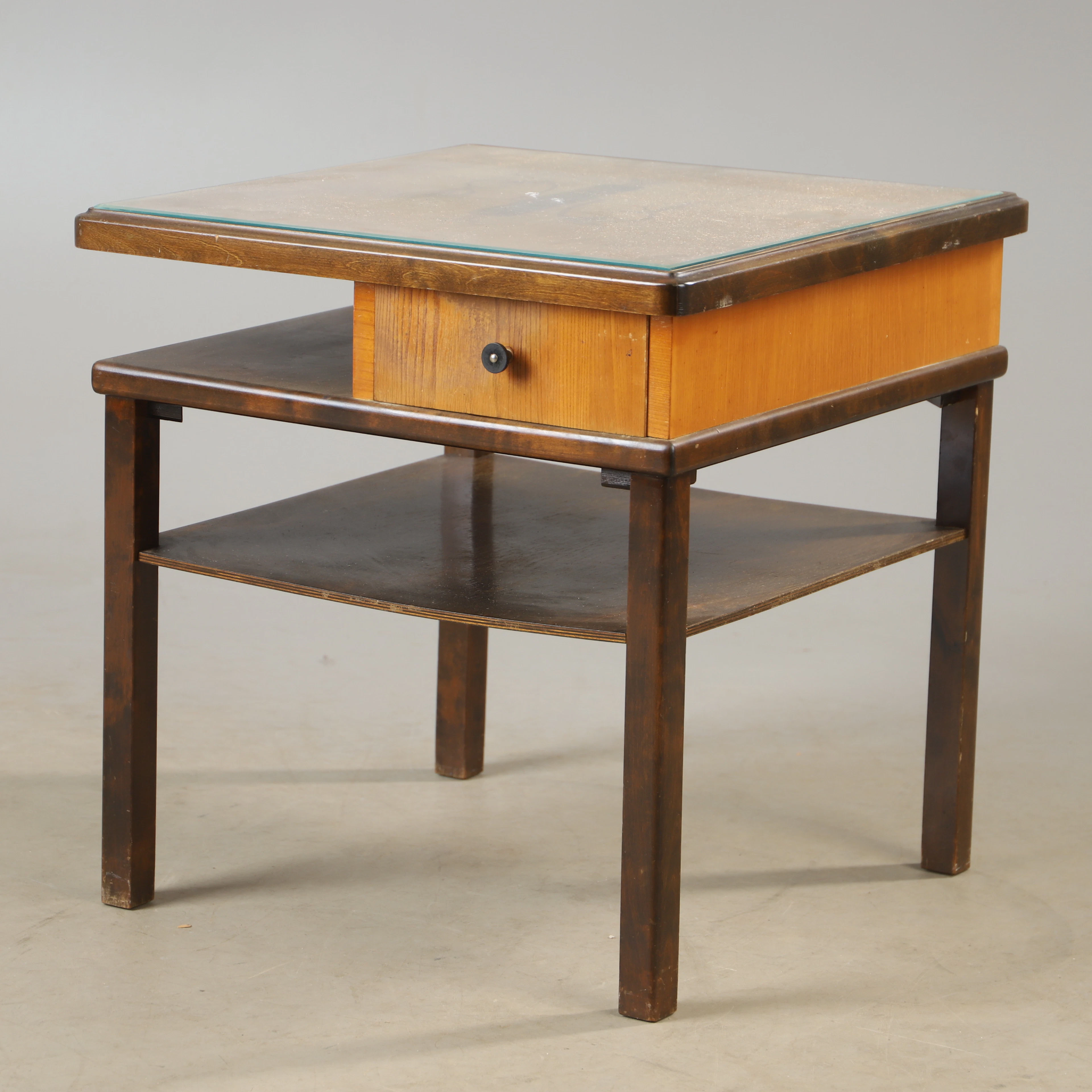 RÖKBORD, intarsia med glasskiva, 1930/40-tal.