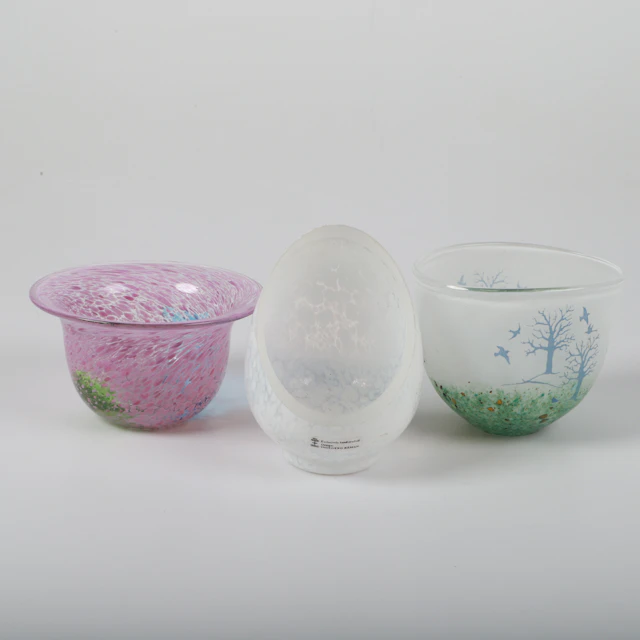 SKÅLAR, 3 stycken, konstglas, Ulrica Hydman-Vallien, Kjell Engman