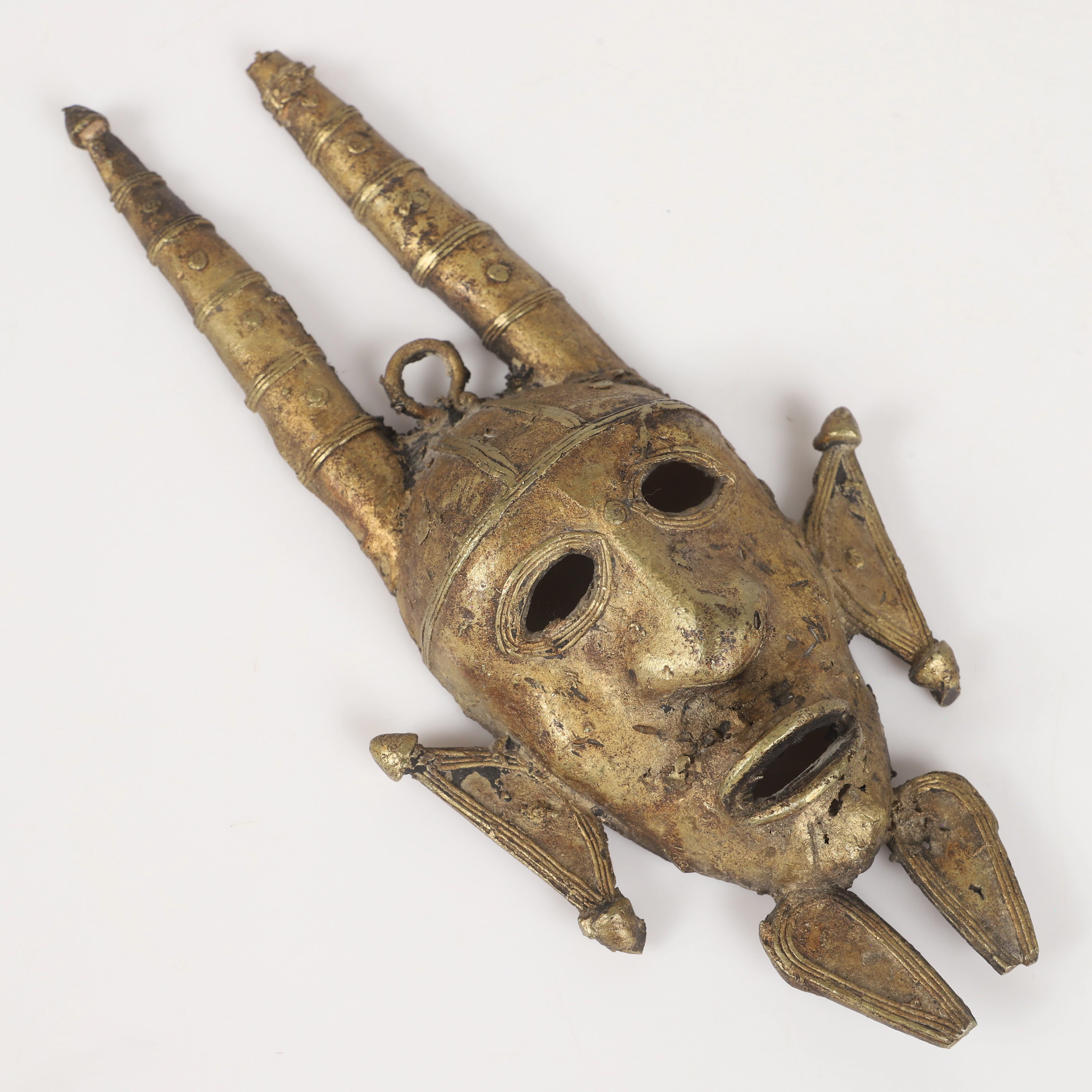 MINIATYRMASK, brons, Ligbi/Senufo, Elfenbenskusten.