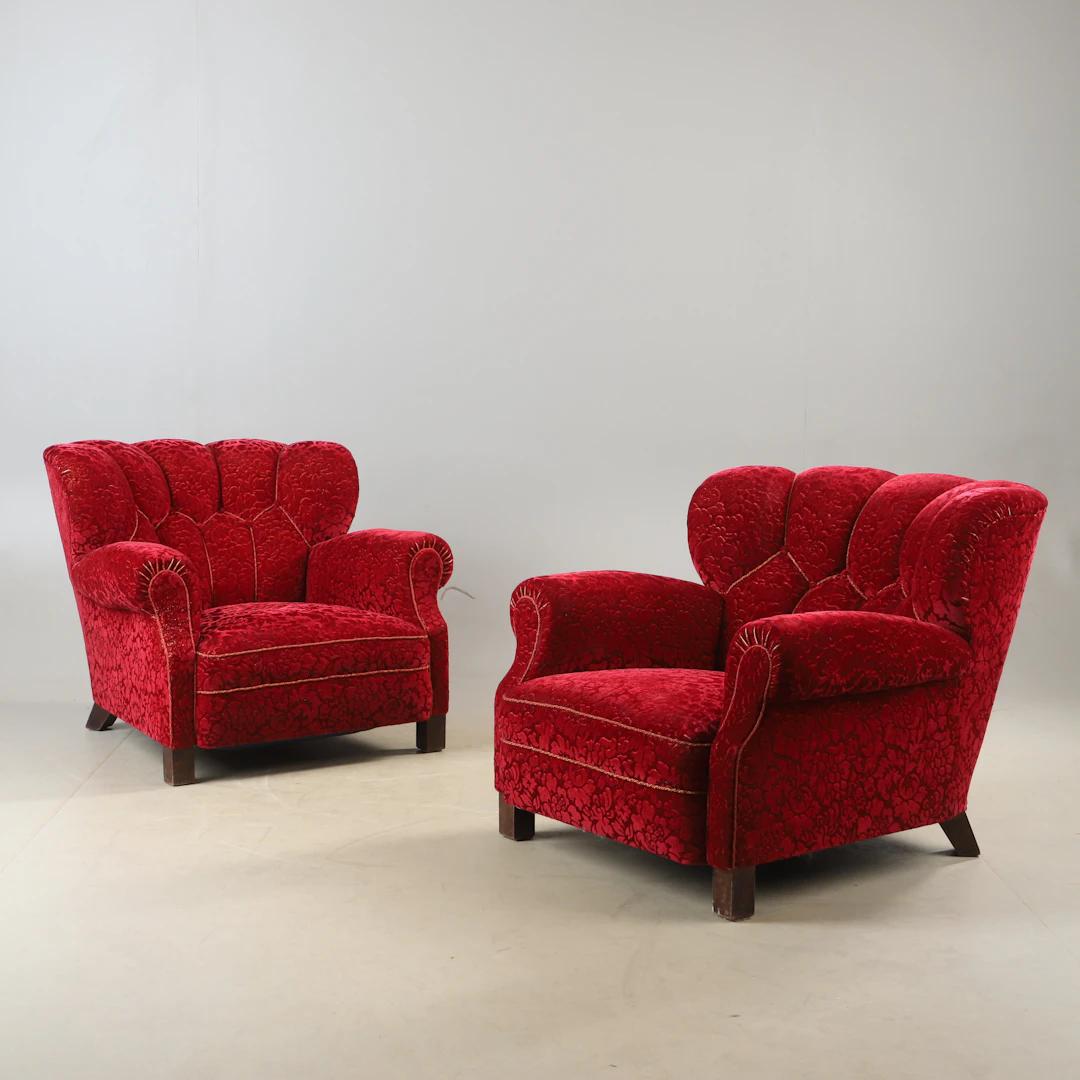 FÅTÖLJER, 1 par, plyschklädsel, Swedish modern, 1930/40-tal.