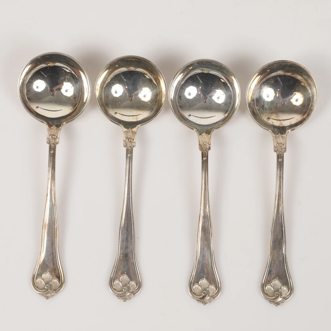 DESSERTSKEDAR, 4 stycken, "Sachsisk", silver.
