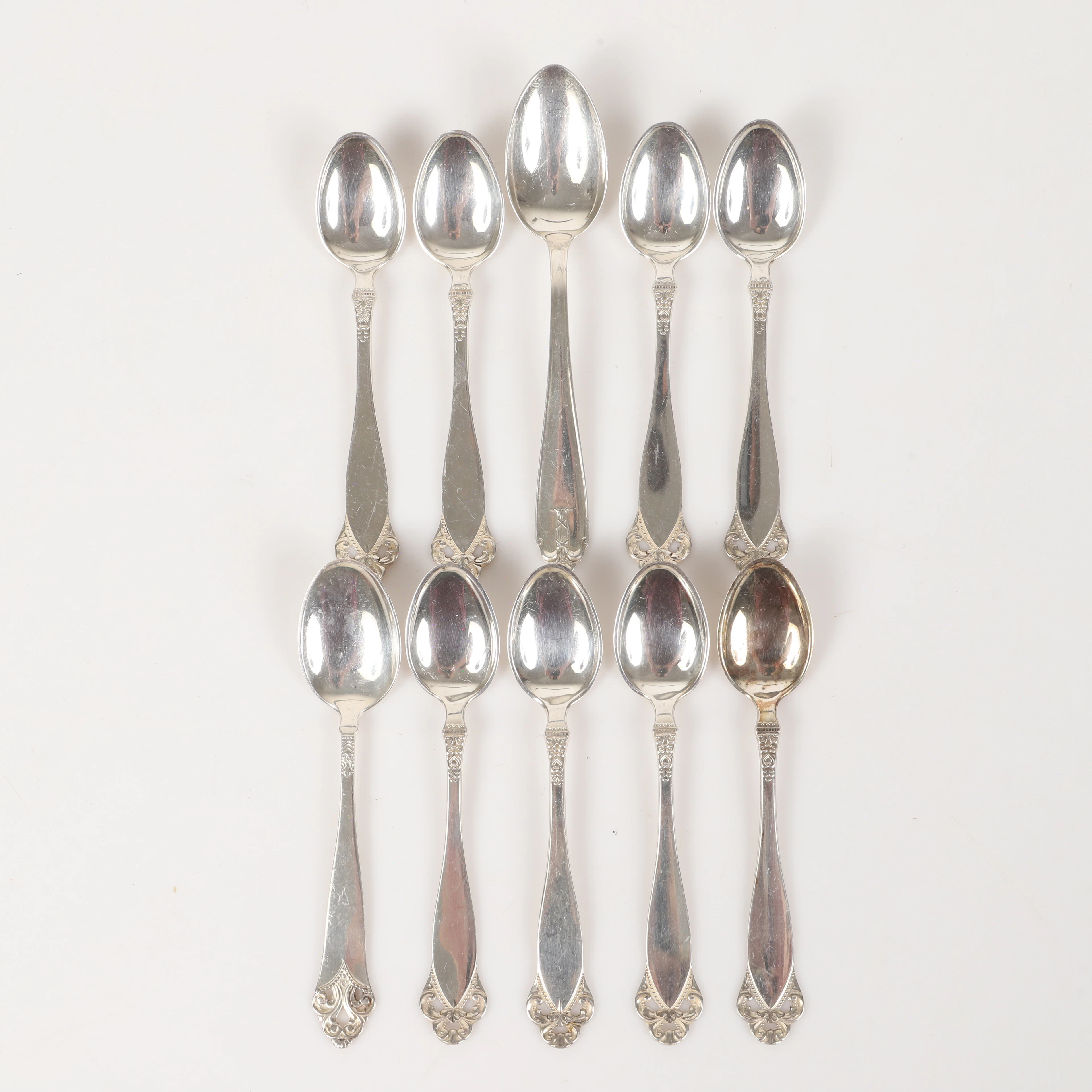 KAFFESKEDAR, 8 stycken, "Laila", silver, Brødrene Lohne, Norge.