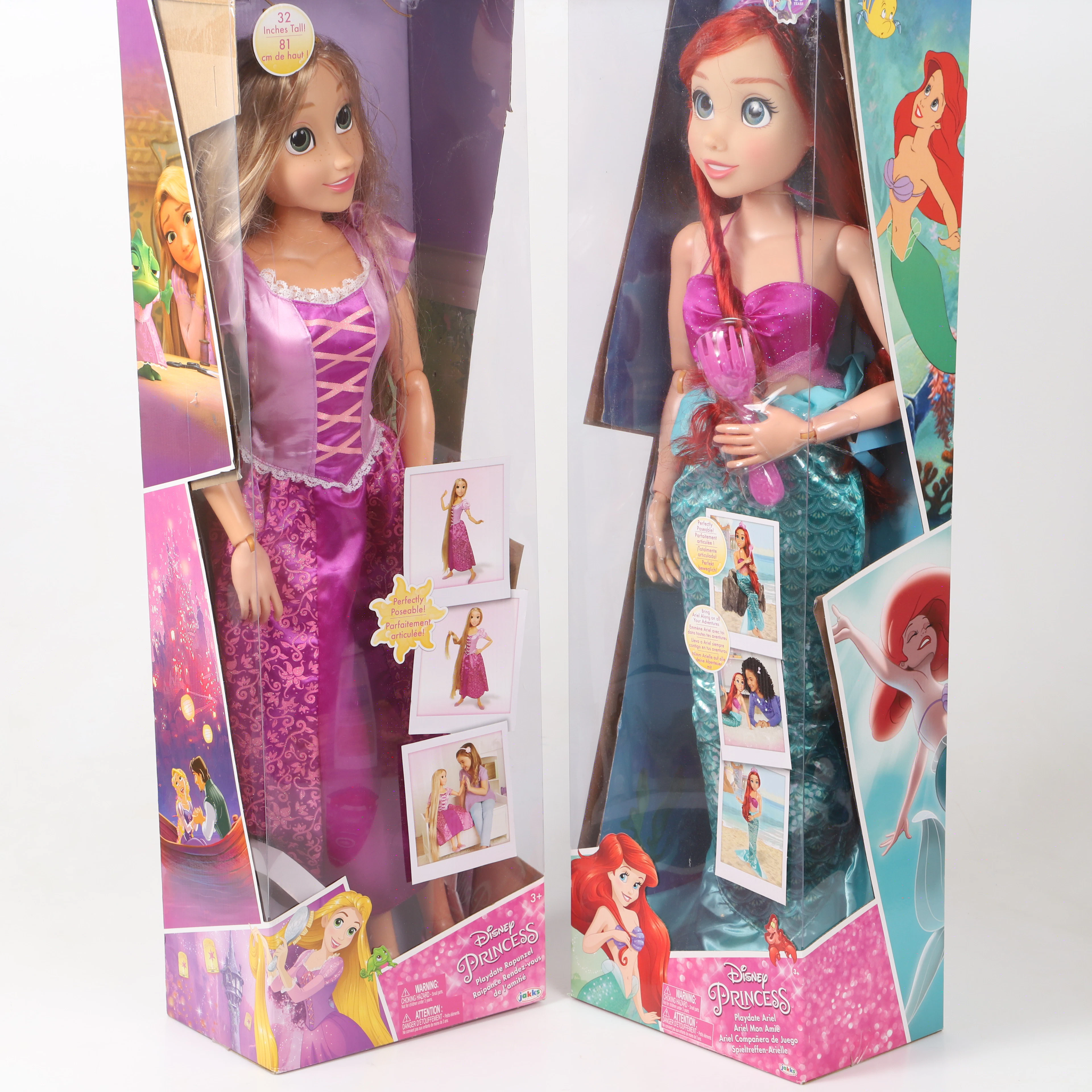 DOCKOR, 2 stycken, plast/textil, Ariel samt Rapunzel, plast/textil