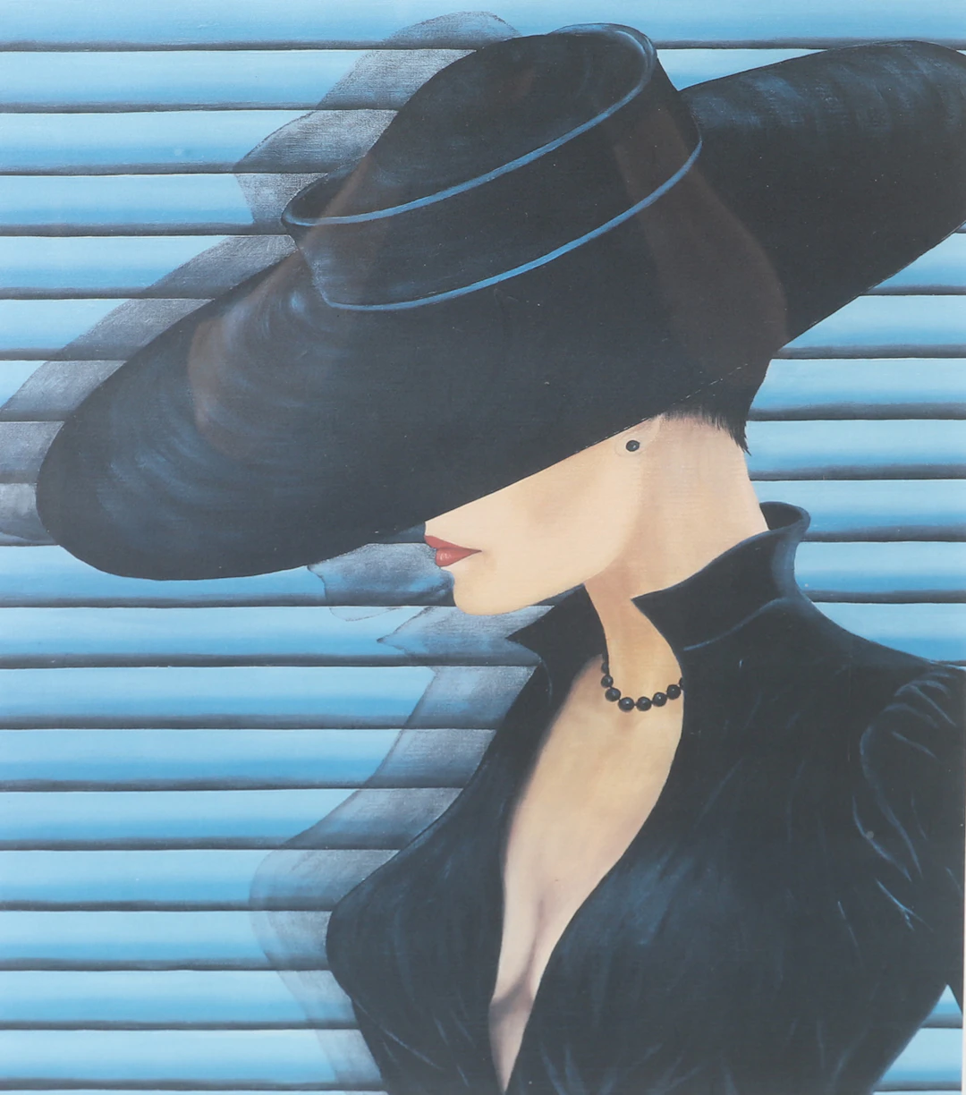 MARGARETHA KROON. Kvinna med hatt, färglitografi, signerad M. Kroon.