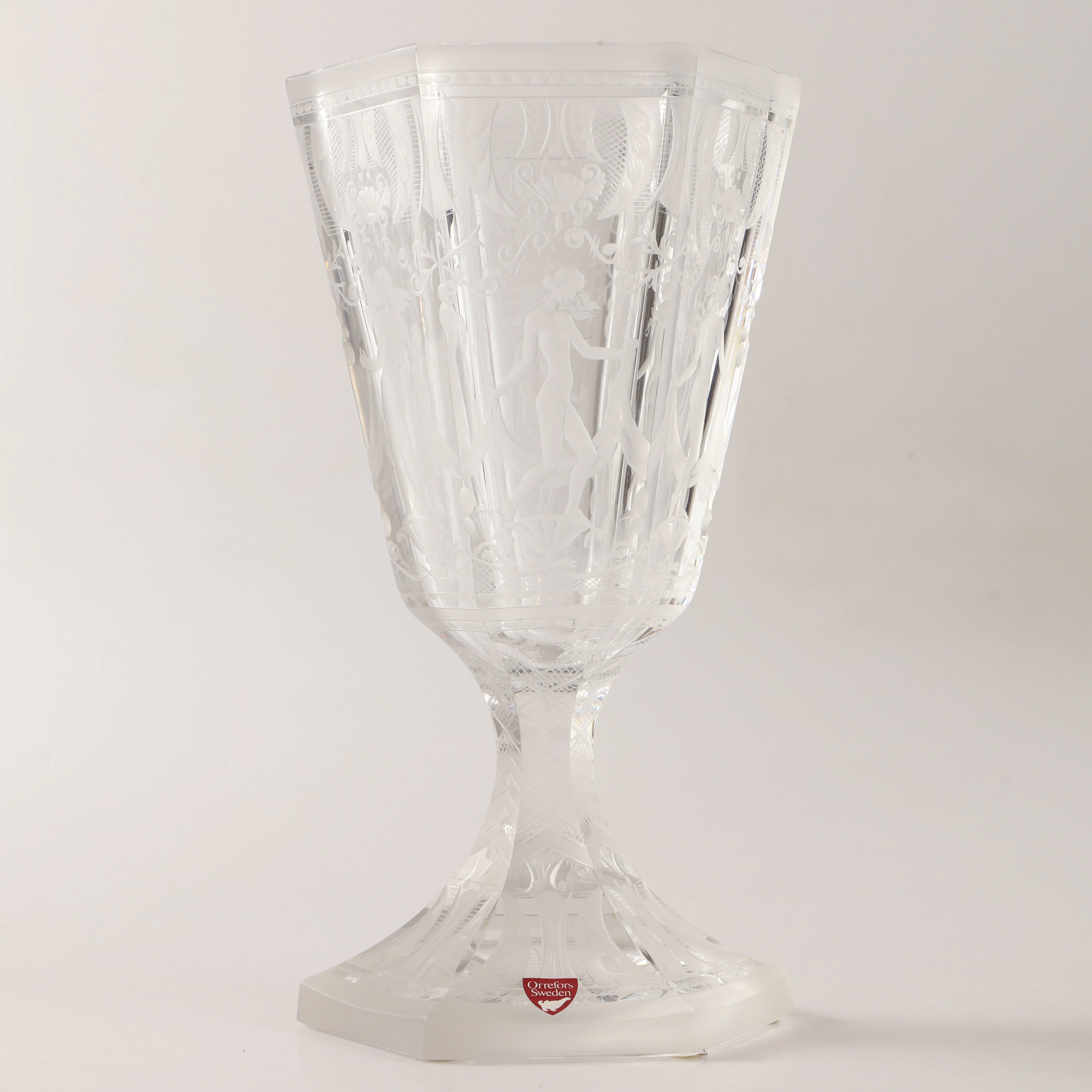 SIMON GATE. Pokal, "Sex Gracer", glas, Orrefors, signerad.