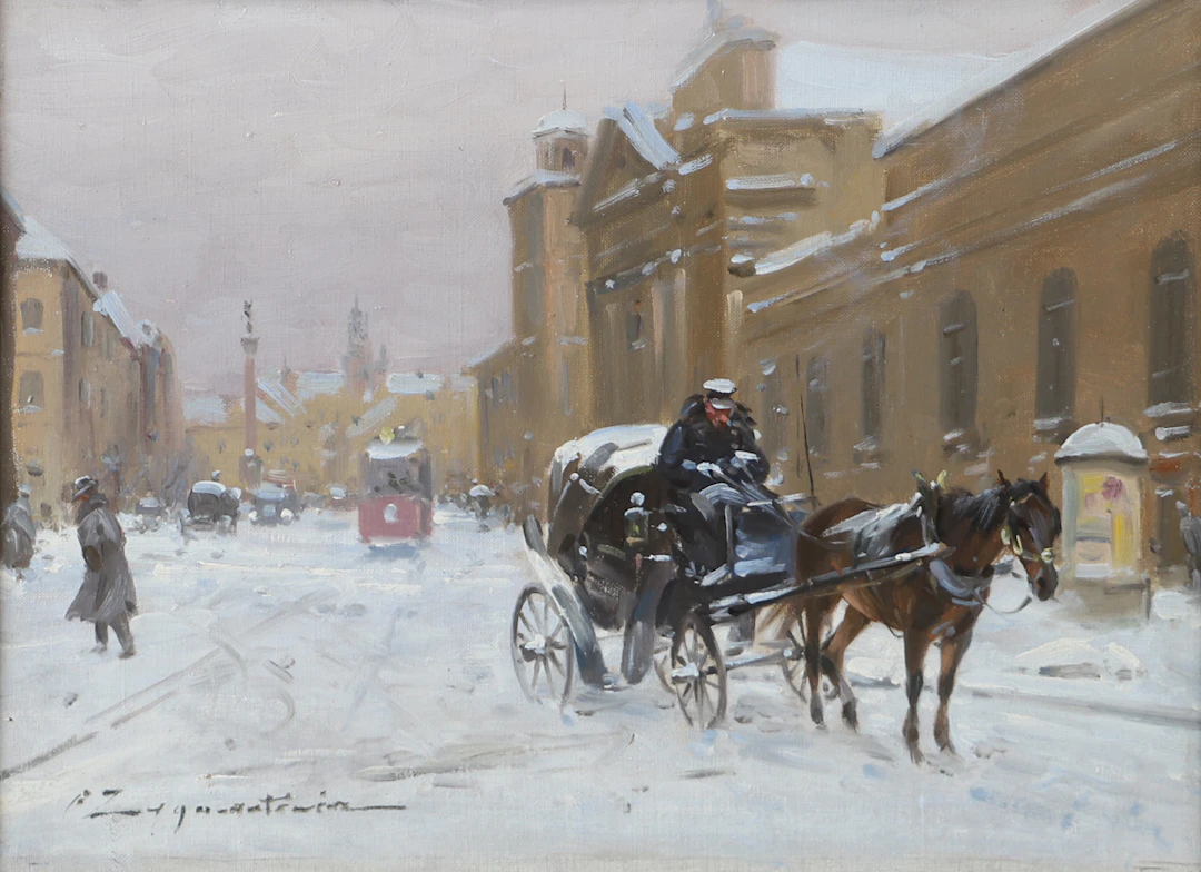IGNACY ZYGMUNTOWICZ. Stadsmotiv Warszawa, olja på duk, signerad.