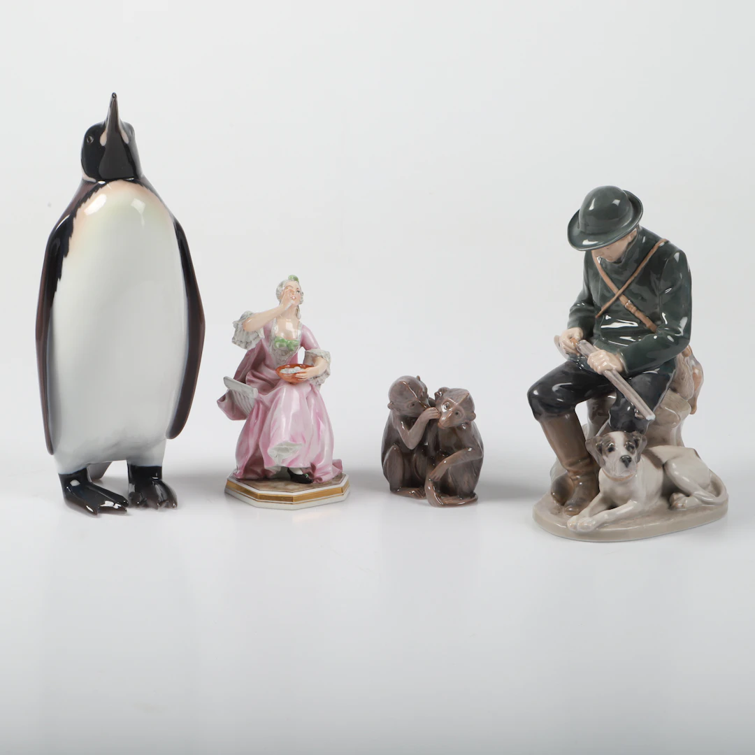 FIGURINER, 4 stycken, porslin, bl. a. Hans Tegner, Royal Copenhagen