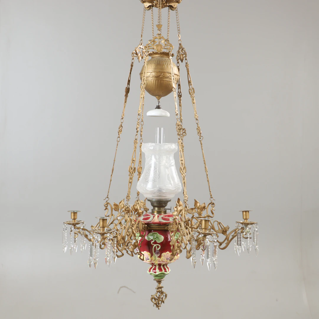 TAKFOTOGENLAMPA, majolika, jugend.