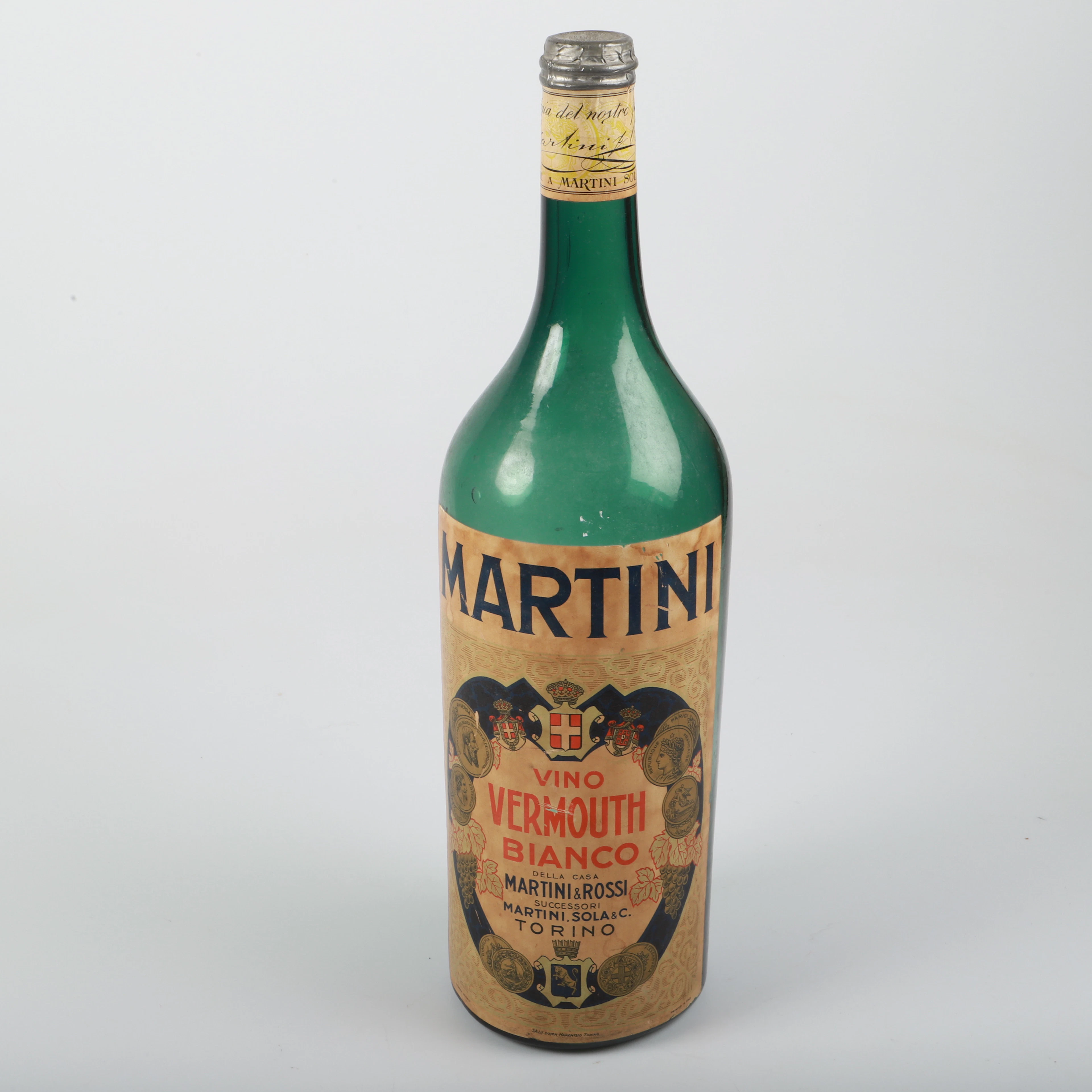 REKLAMFLASKA, "Martini", glas, 1900-talets mitt.