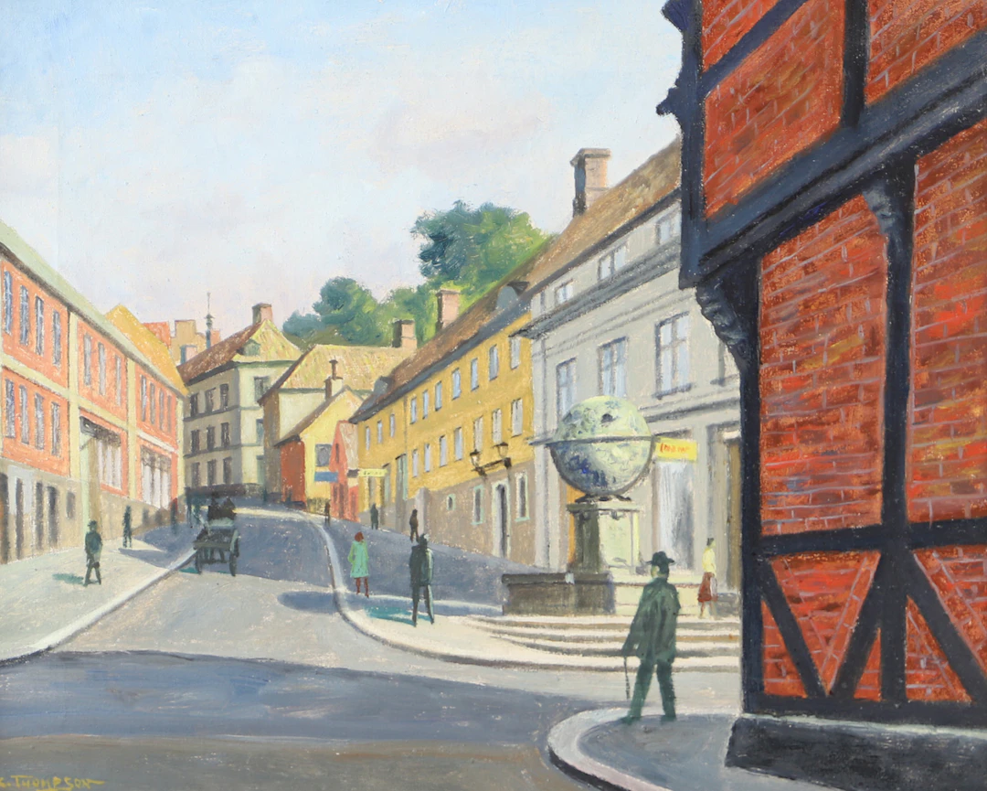 CARL THOMPSON. Långvinkelsbacken Helsingborg, olja på duk, signerad