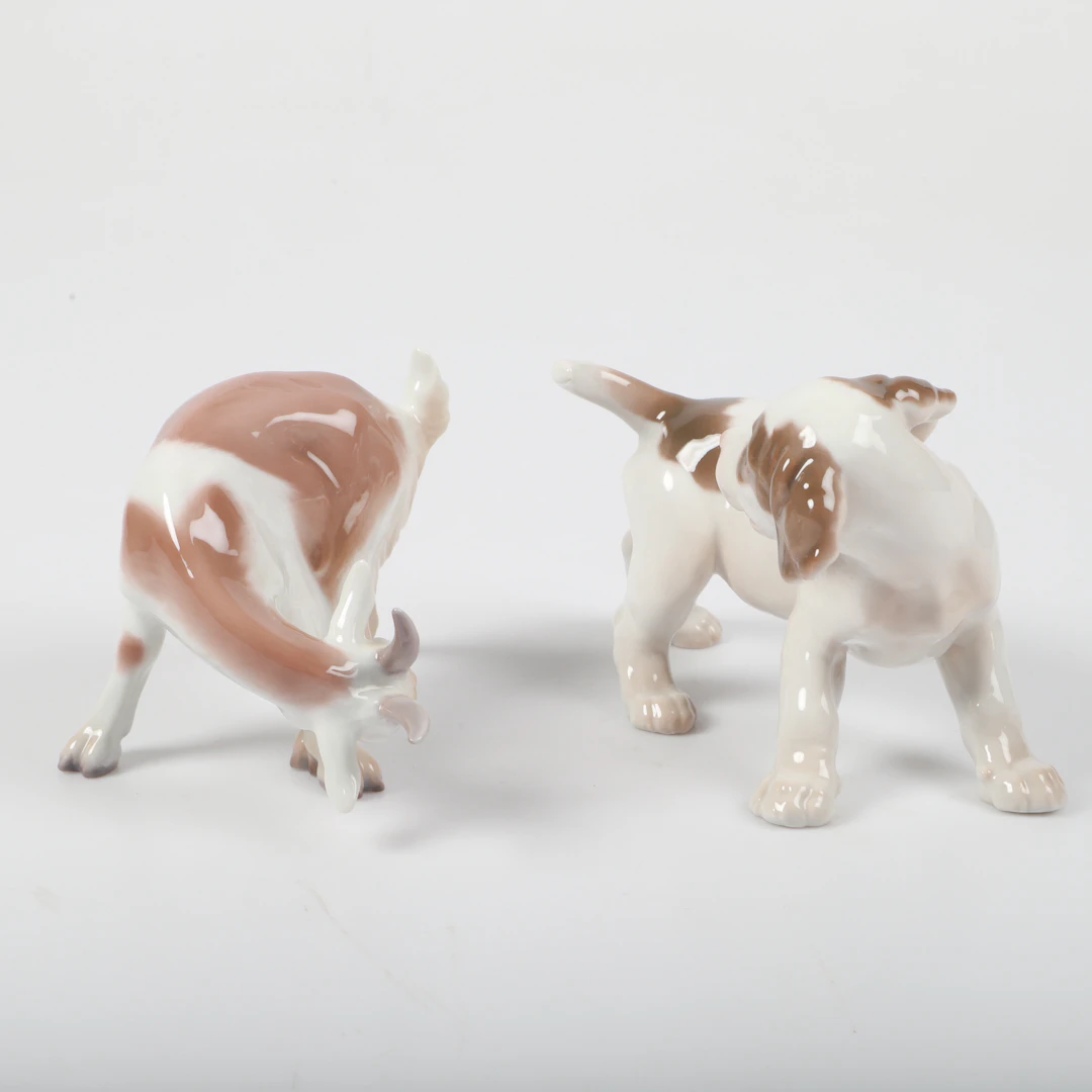 FIGURINER, 2 stycken, hund samt get, porslin, Bing & Gröndahl, Danmark.