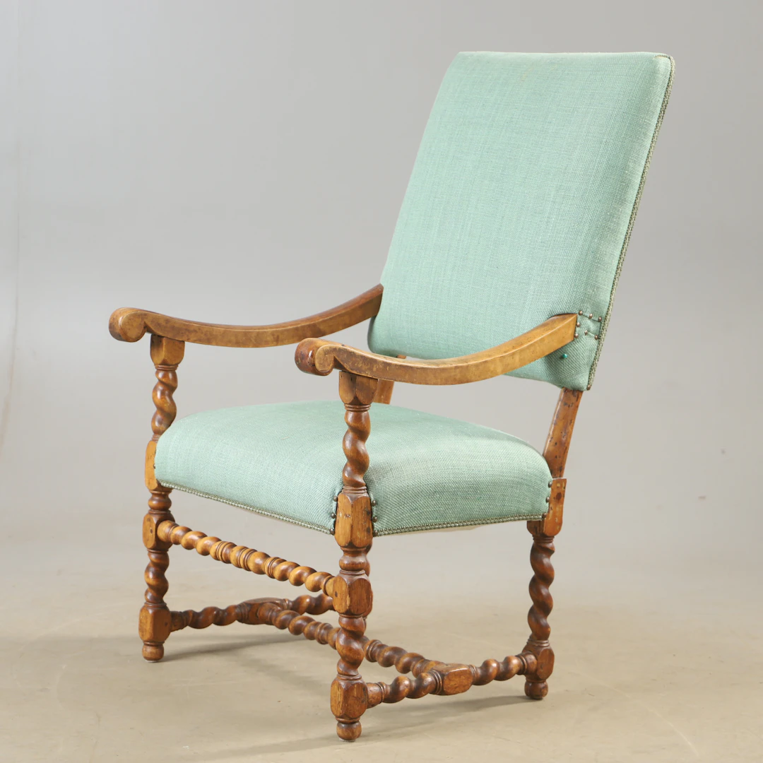 KARMSTOL, ek, barockstil, 1800/1900-tal.