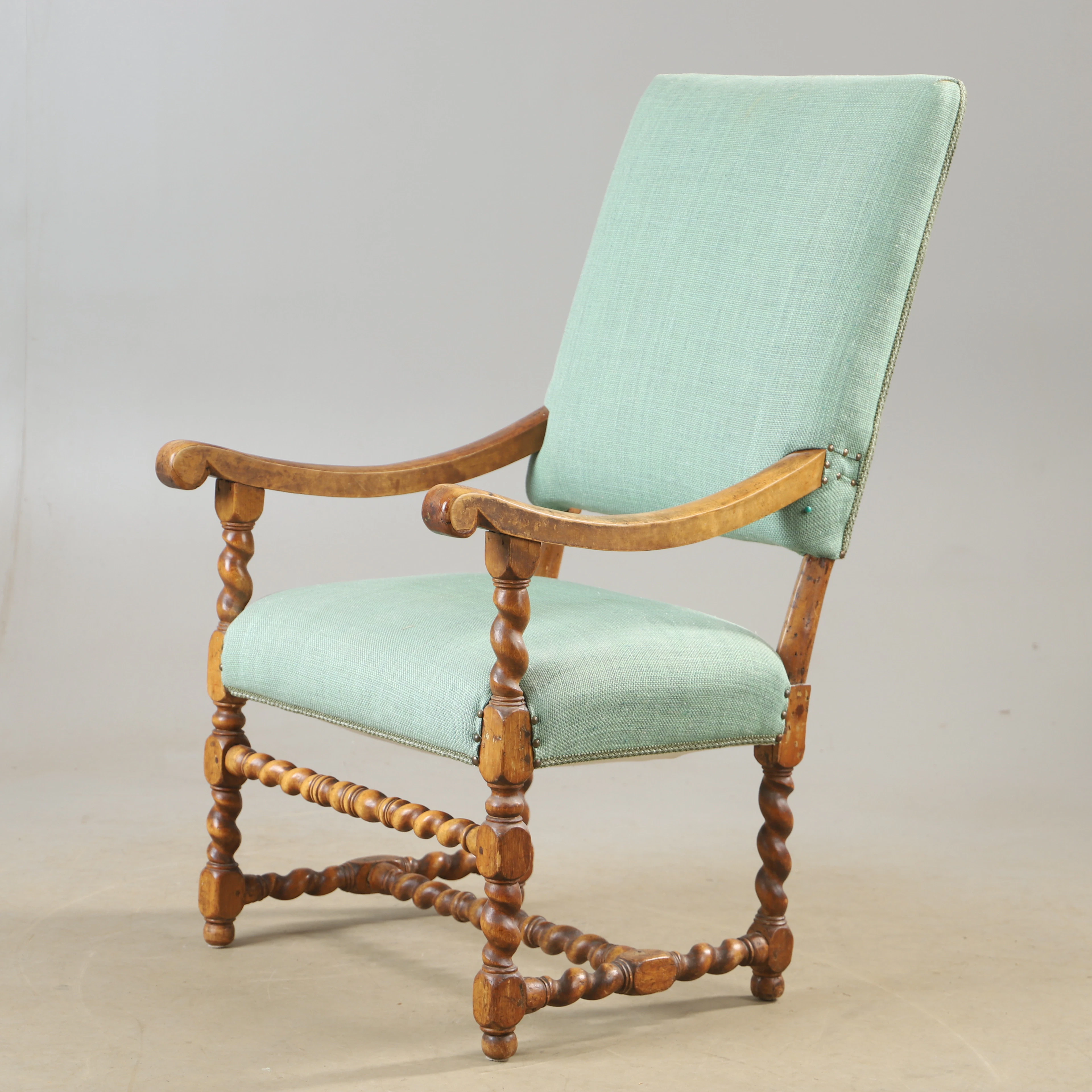 KARMSTOL, ek, barockstil, 1800/1900-tal.