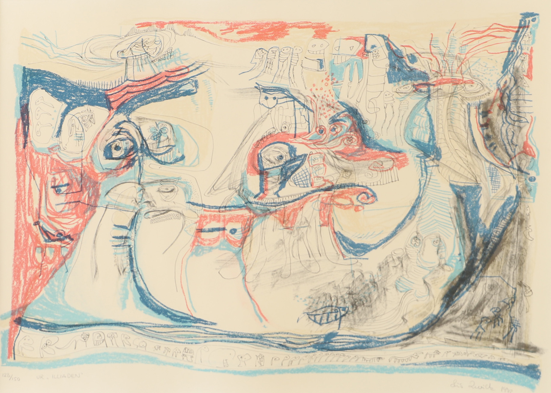 LIS ZWICK. "Ur Iliaden", färglitografi, signerad 1972.
