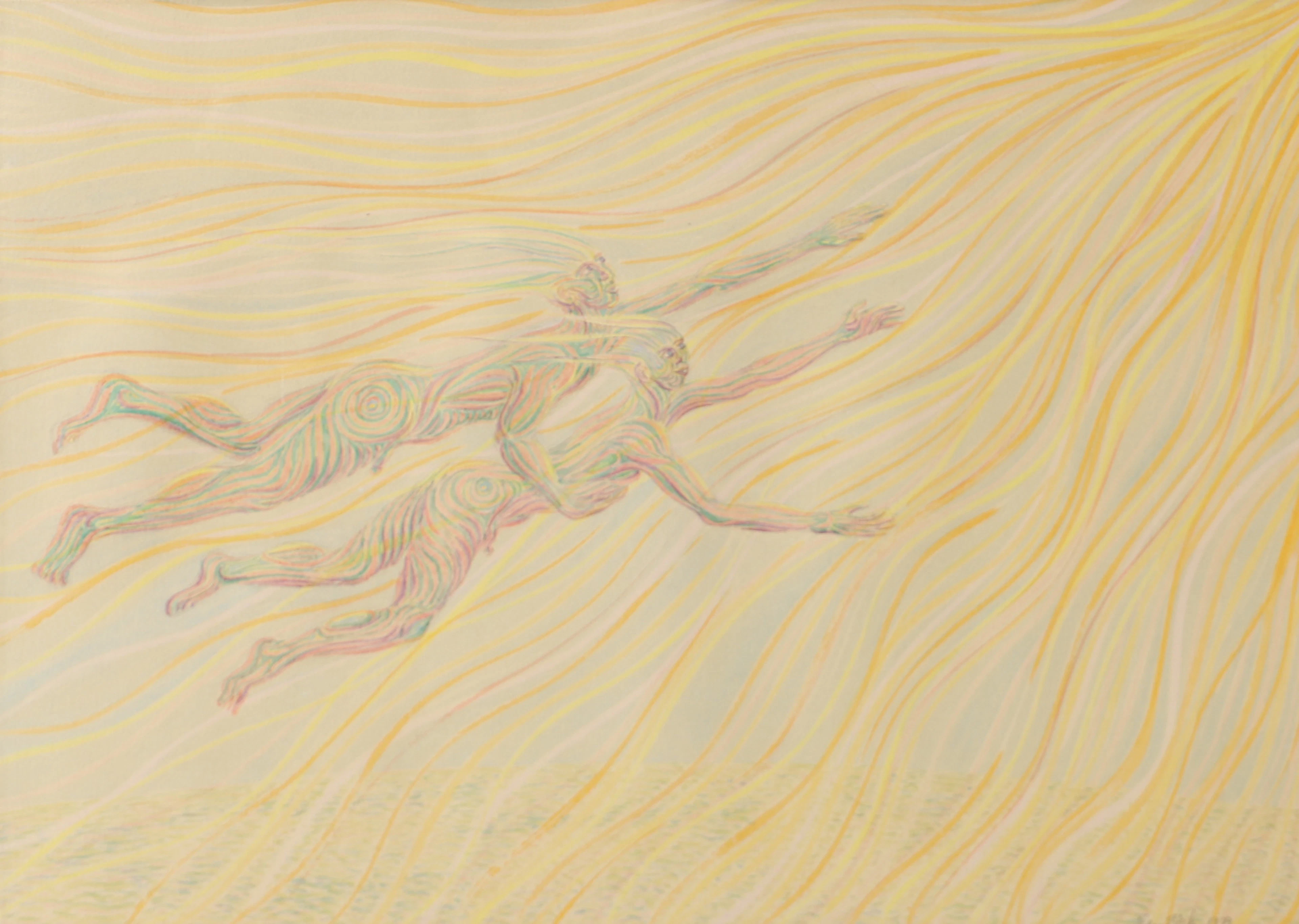 SVEN BÖRTZ. Flygande par, blandteknik, signerad 1979.