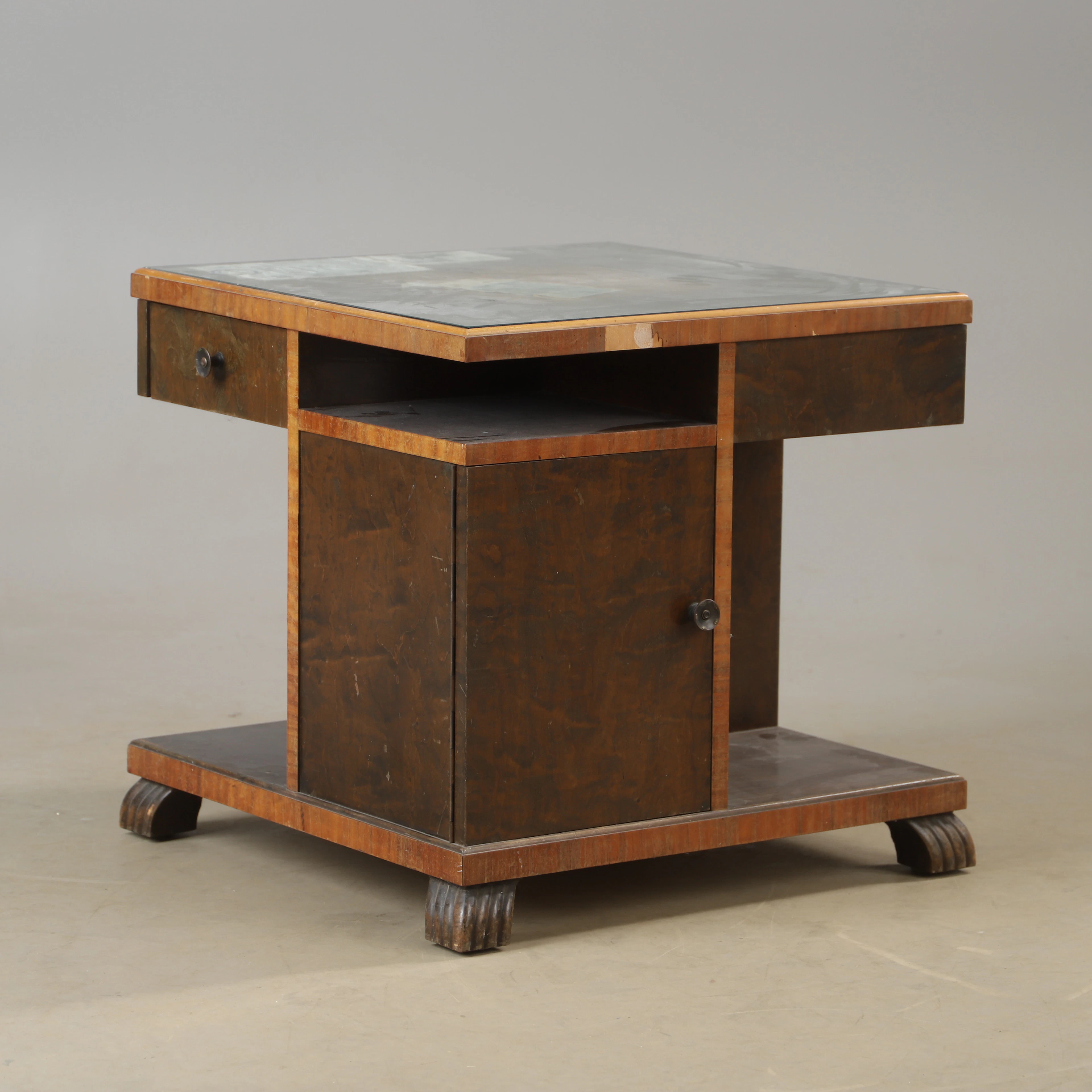 RÖKBORD, björk med intarsia, 1930/40-tal.