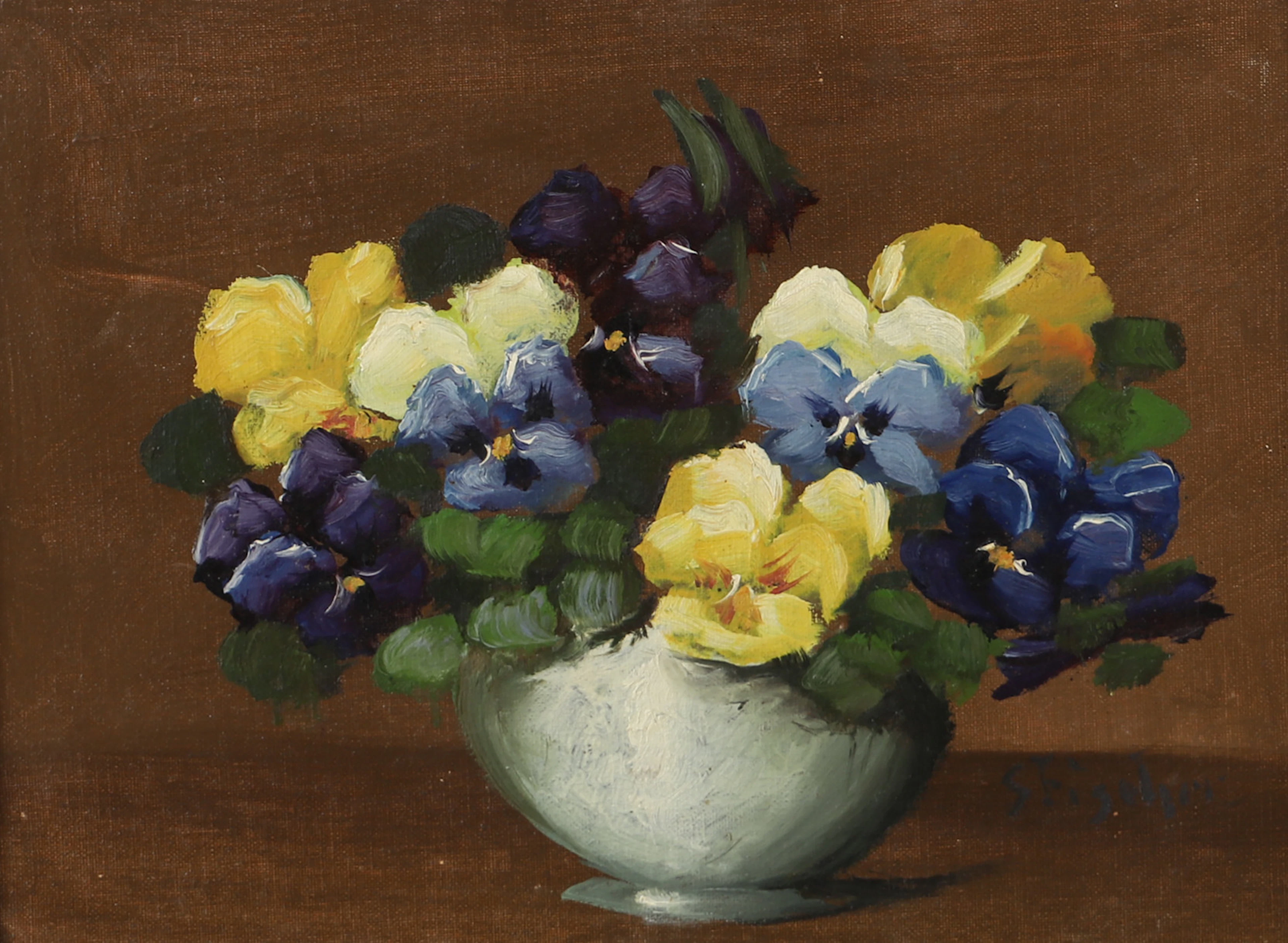 SIGRID FISCHER. Blomsterstilleben, olja på duk, signerad S. Fischer.