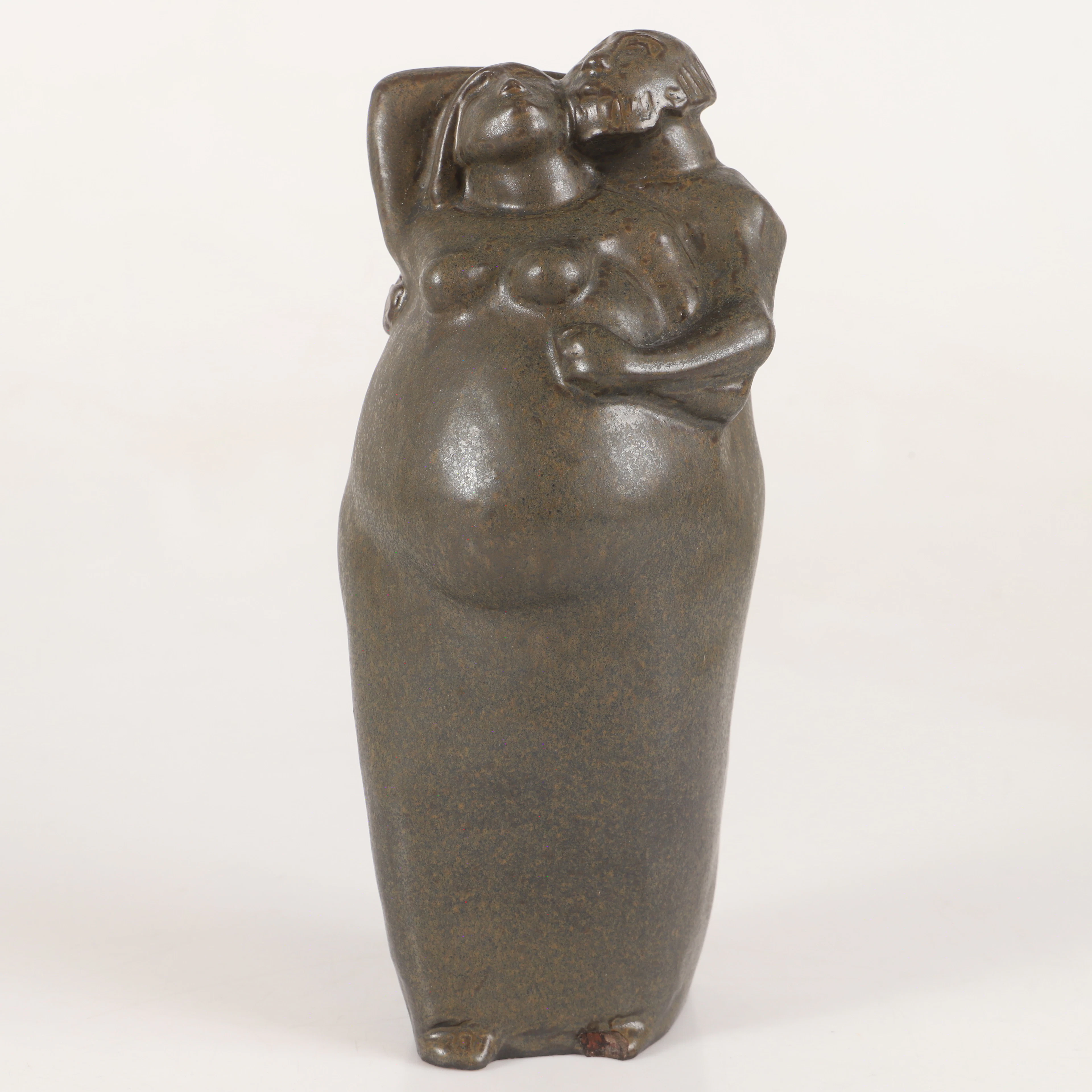 ÅKE HOLM. Skulptur, "Sara och Abraham", glaserat stengods, signerad.
