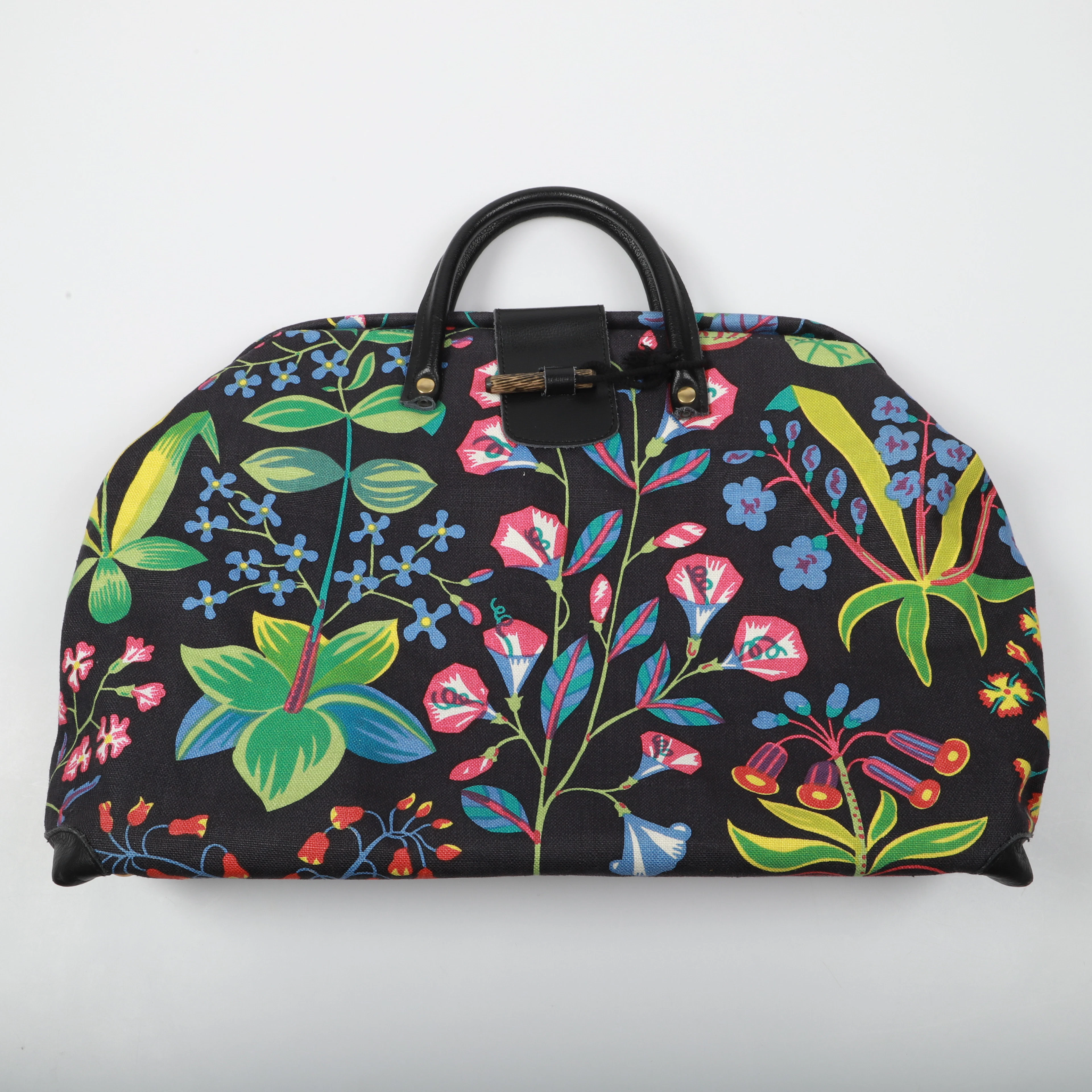 JOSEF FRANK. Väska, "Under Ekvatorn", linne med skinndetaljer, Firma