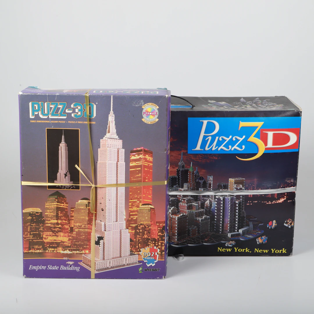 PUSSEL, i 3-D, 2 stycken, motiv av New York och Empire State Building.