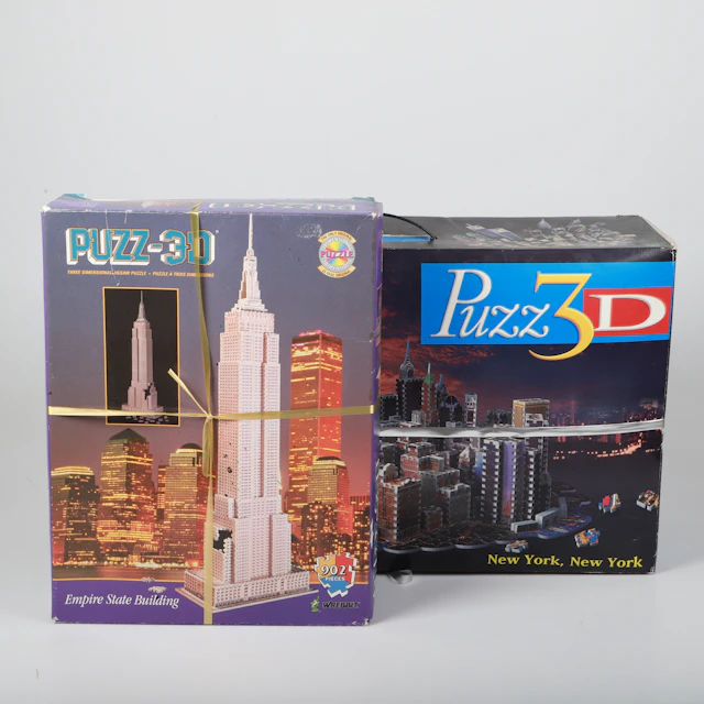 PUSSEL, i 3-D, 2 stycken, motiv av New York och Empire State Building.